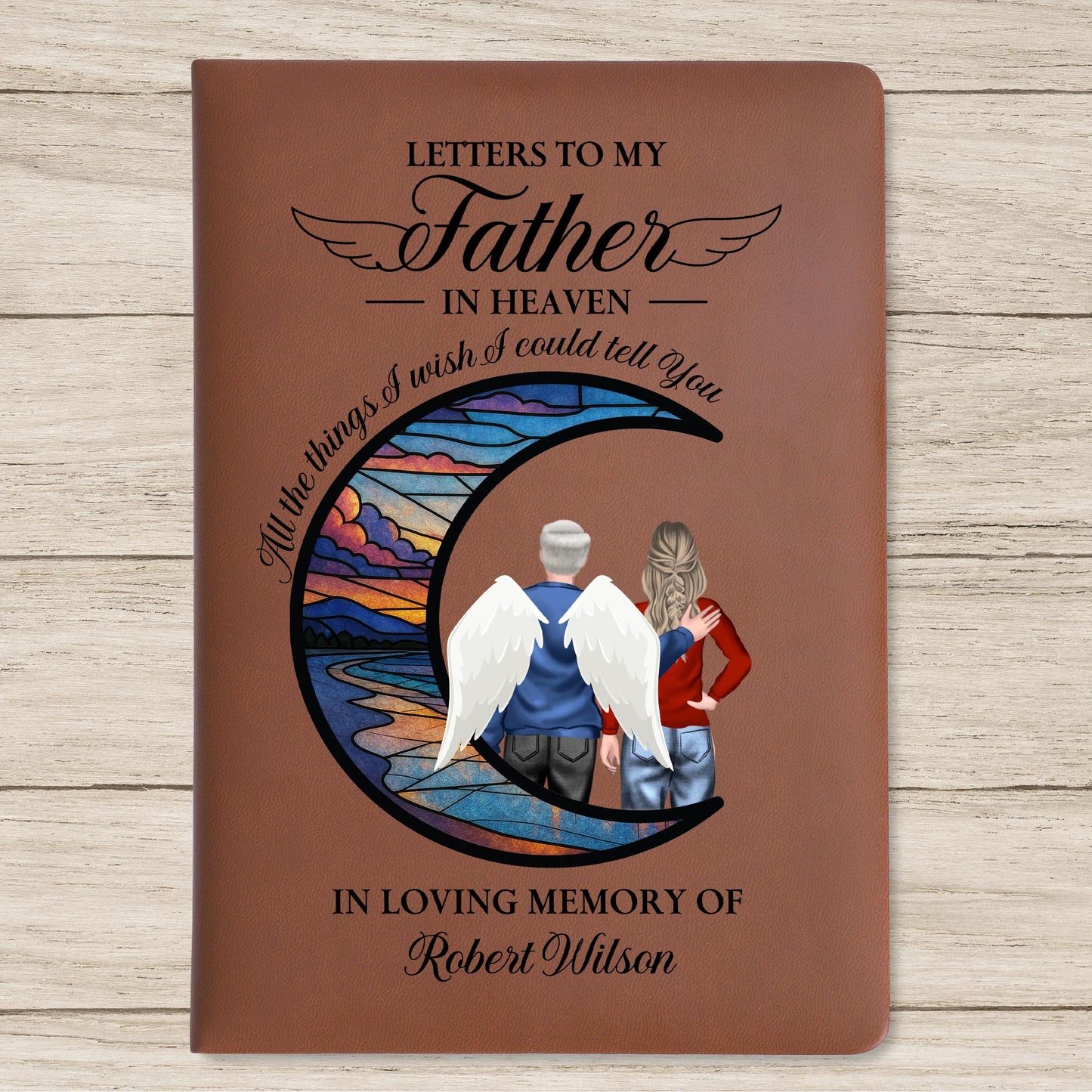 Letters To My Father In Heaven, Stained Glass And Wings Design