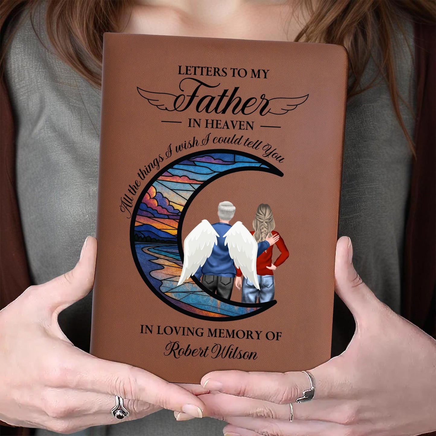 Letters To My Father In Heaven, Stained Glass And Wings Design