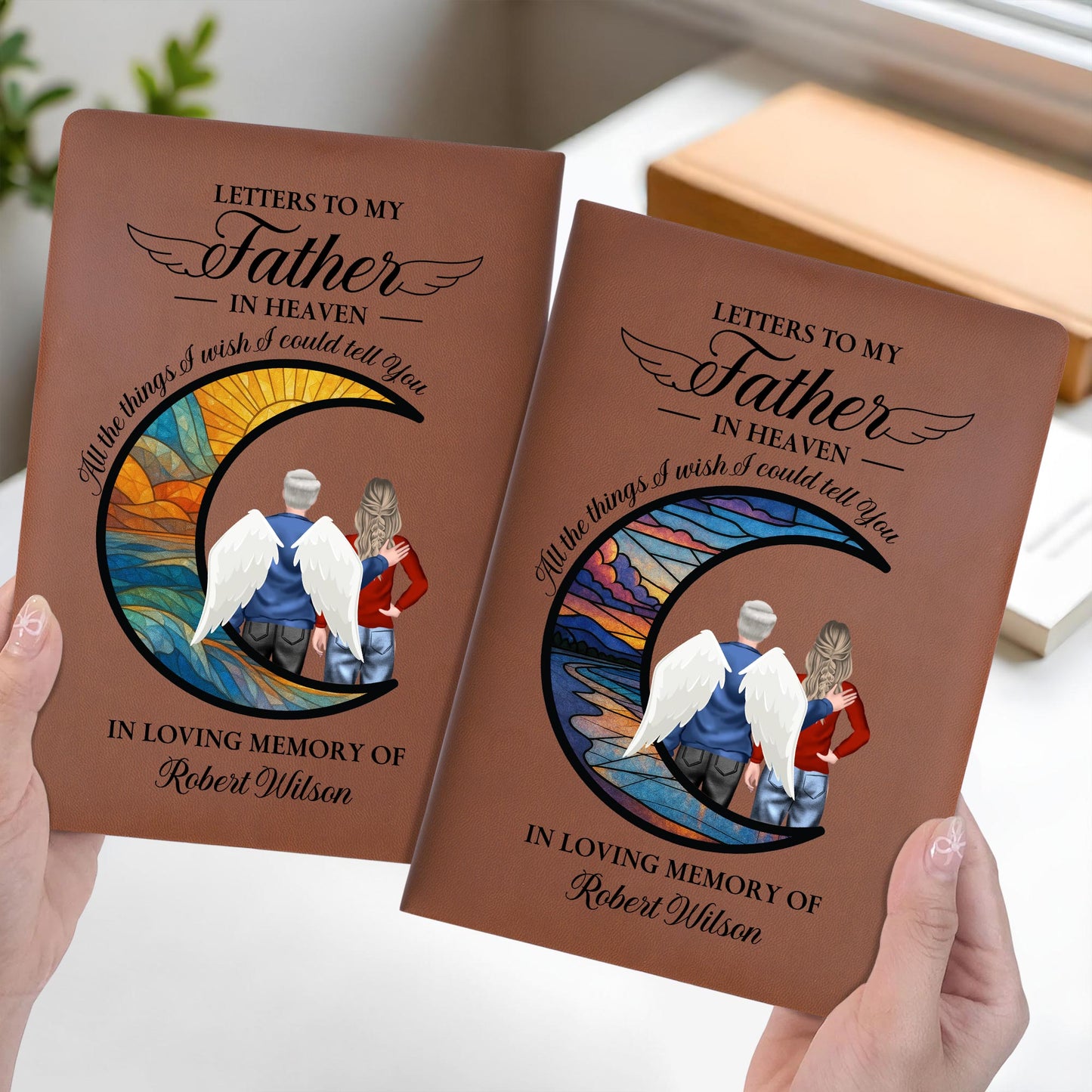 Letters To My Father In Heaven, Stained Glass And Wings Design