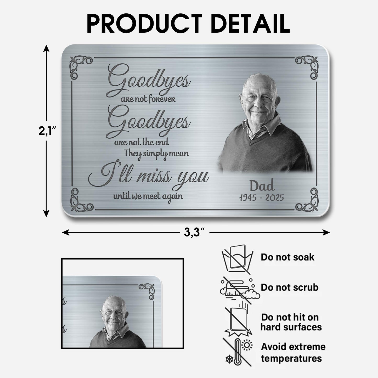 Goodbyes Are Not Forever, Portrait, Memorial Aluminum Wallet Card