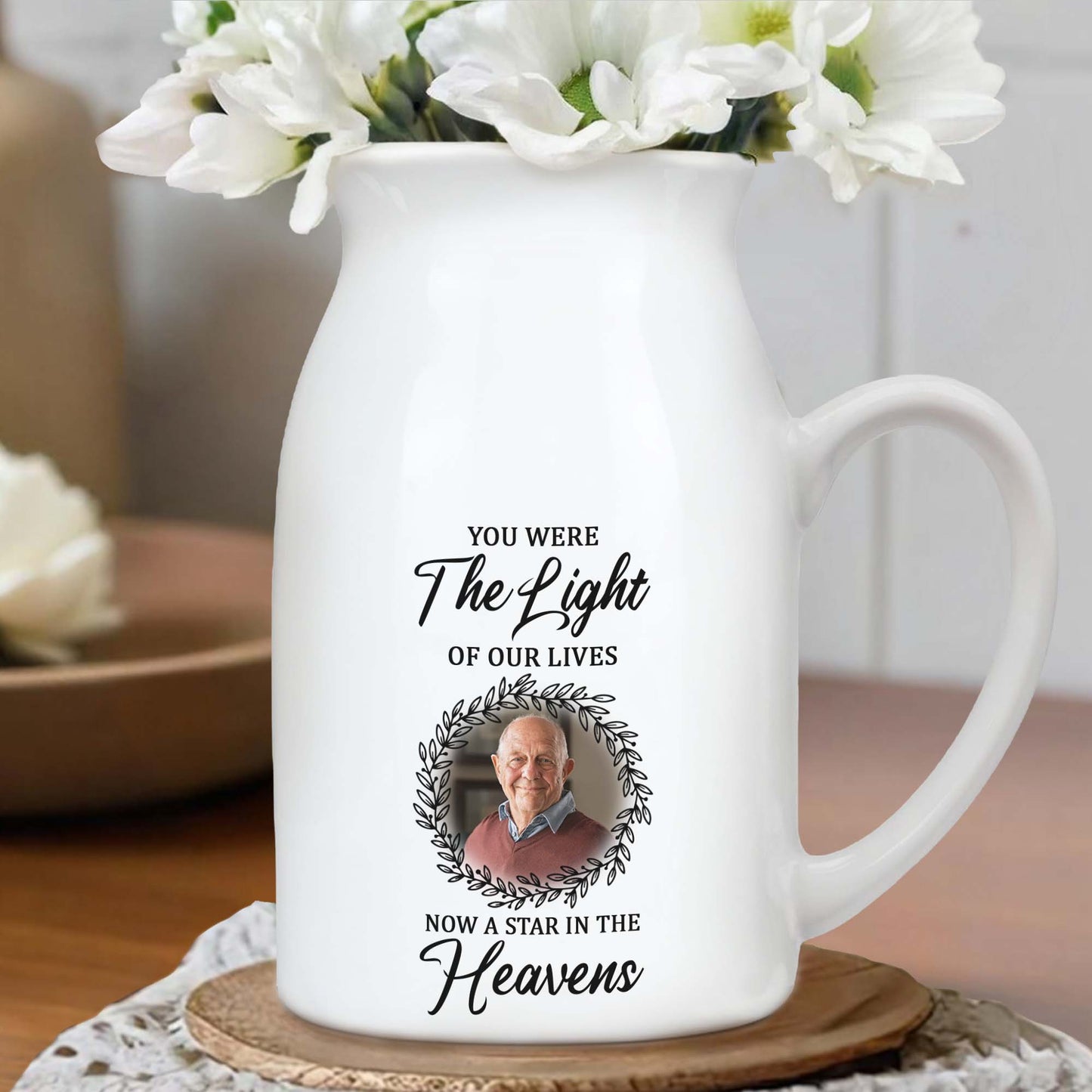 You Were The Light Of Our Lives, Now A Star In The Heavens, Wreath and Photo Frame