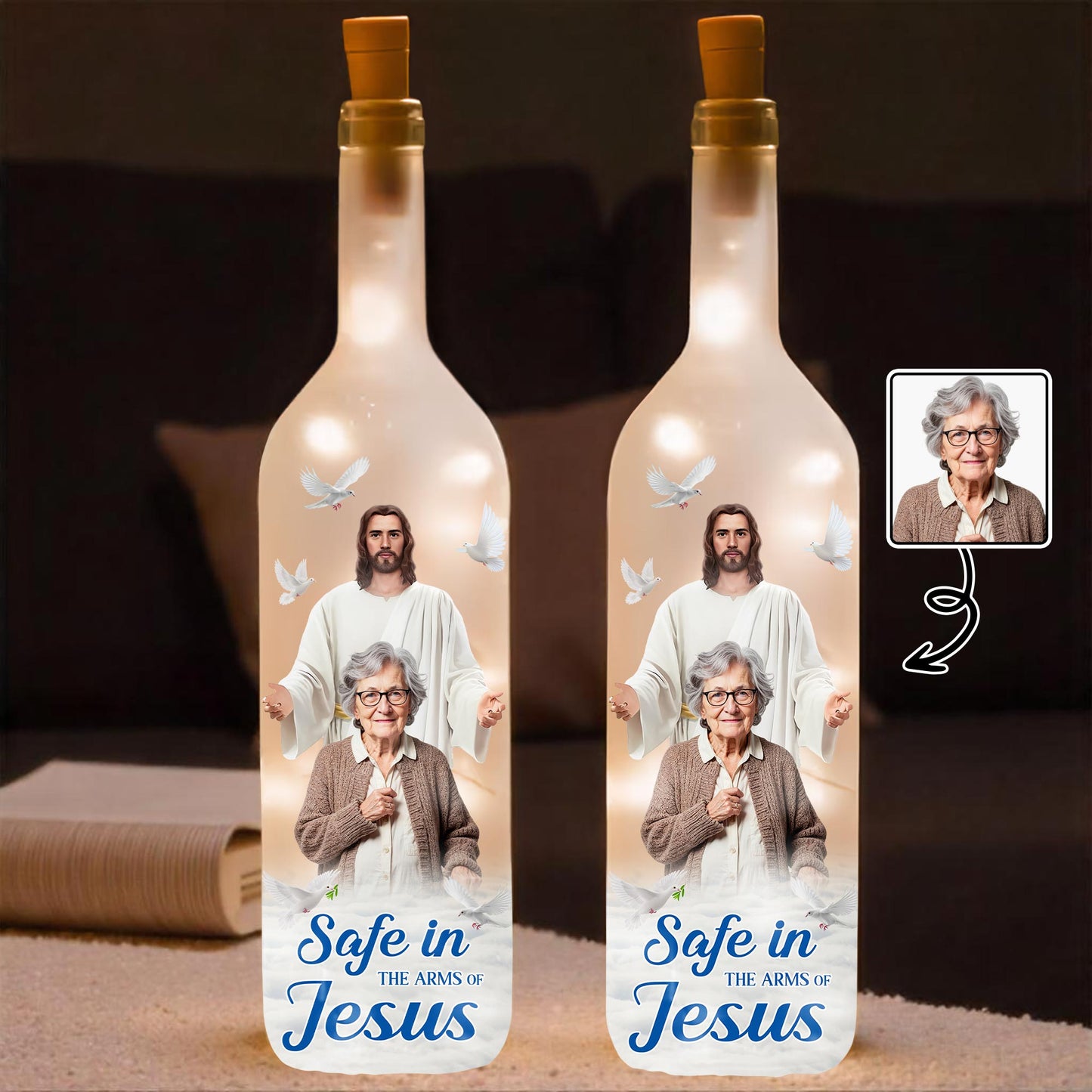 Safe In The Arms Of Jesus, Jesus and Dove Design