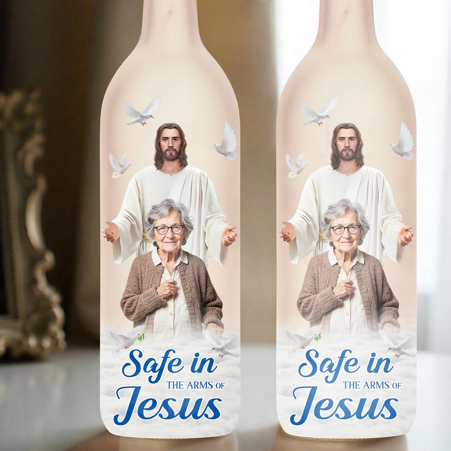 Safe In The Arms Of Jesus, Jesus and Dove Design