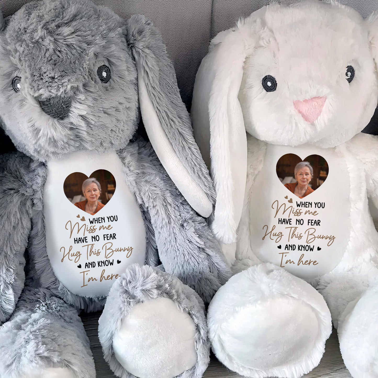 When You Miss Me, Hug This Bunny, Heart and Stuffed Bunny
