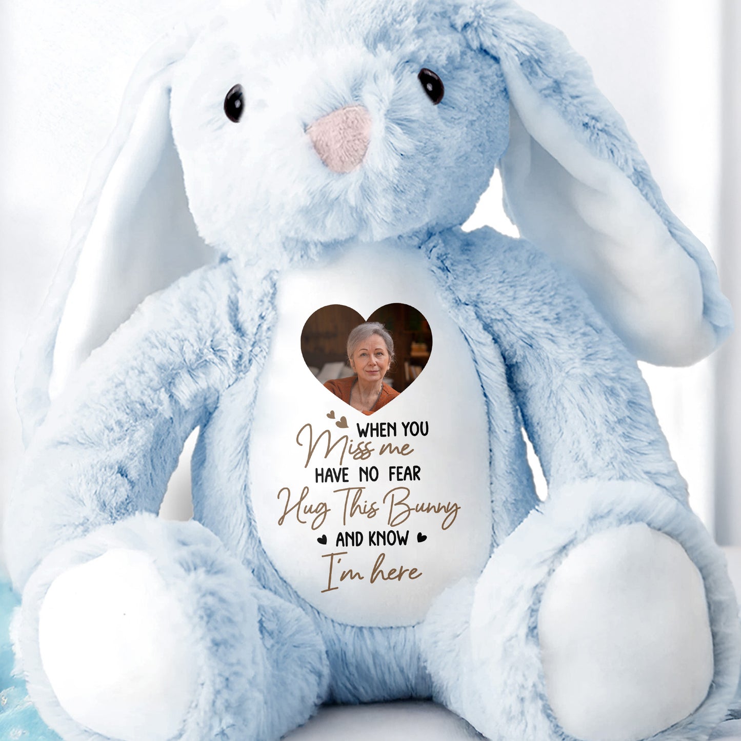 When You Miss Me, Hug This Bunny, Heart and Stuffed Bunny