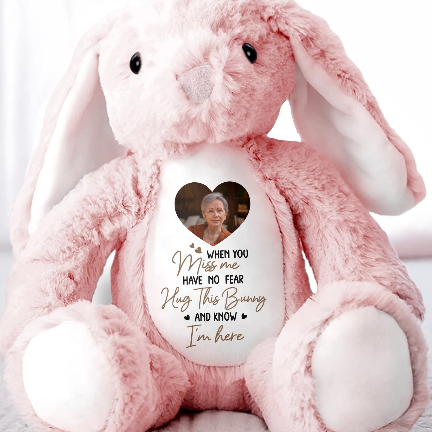 When You Miss Me, Hug This Bunny, Heart and Stuffed Bunny