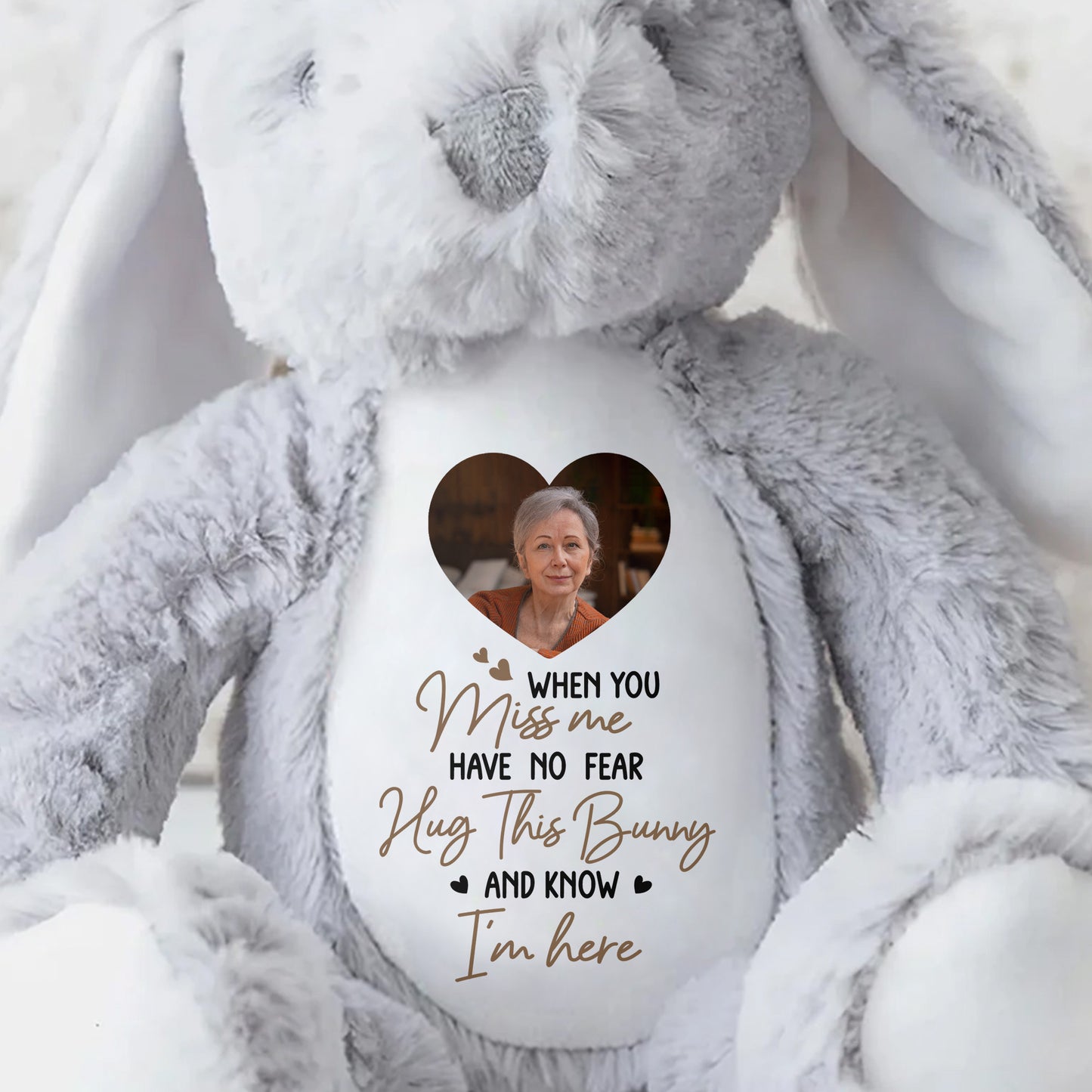 When You Miss Me, Hug This Bunny, Heart and Stuffed Bunny