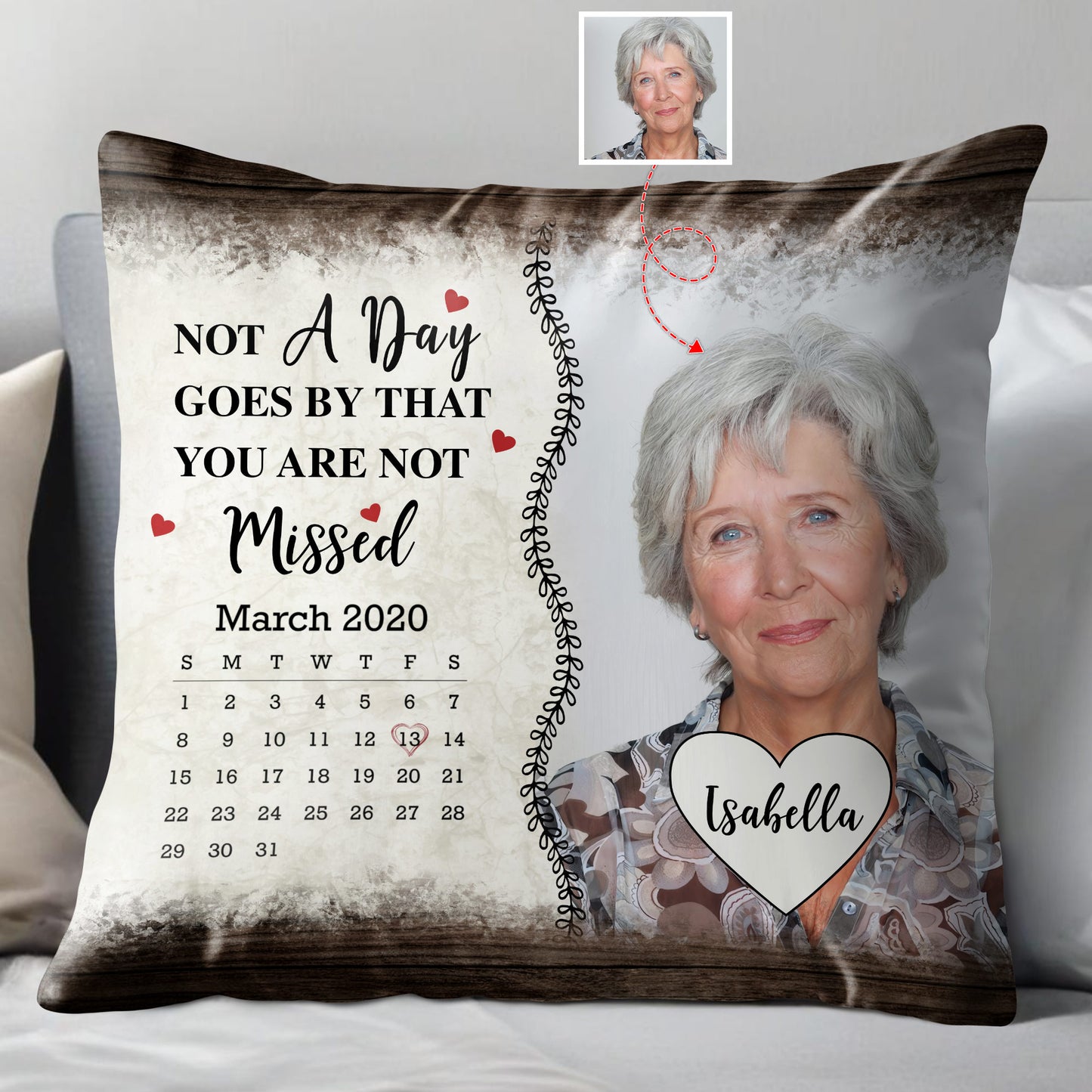Not A Day Goes By That You Are Not Missed, Calendar and Heart - Personalized Custom Pillow, Insert Included - HME189_PLW