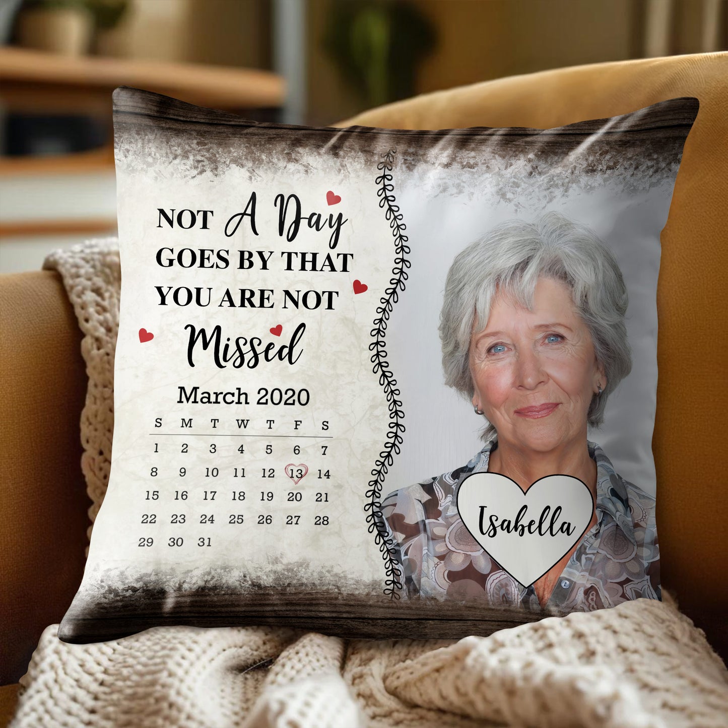 Not A Day Goes By That You Are Not Missed, Calendar and Heart - Personalized Custom Pillow, Insert Included - HME189_PLW