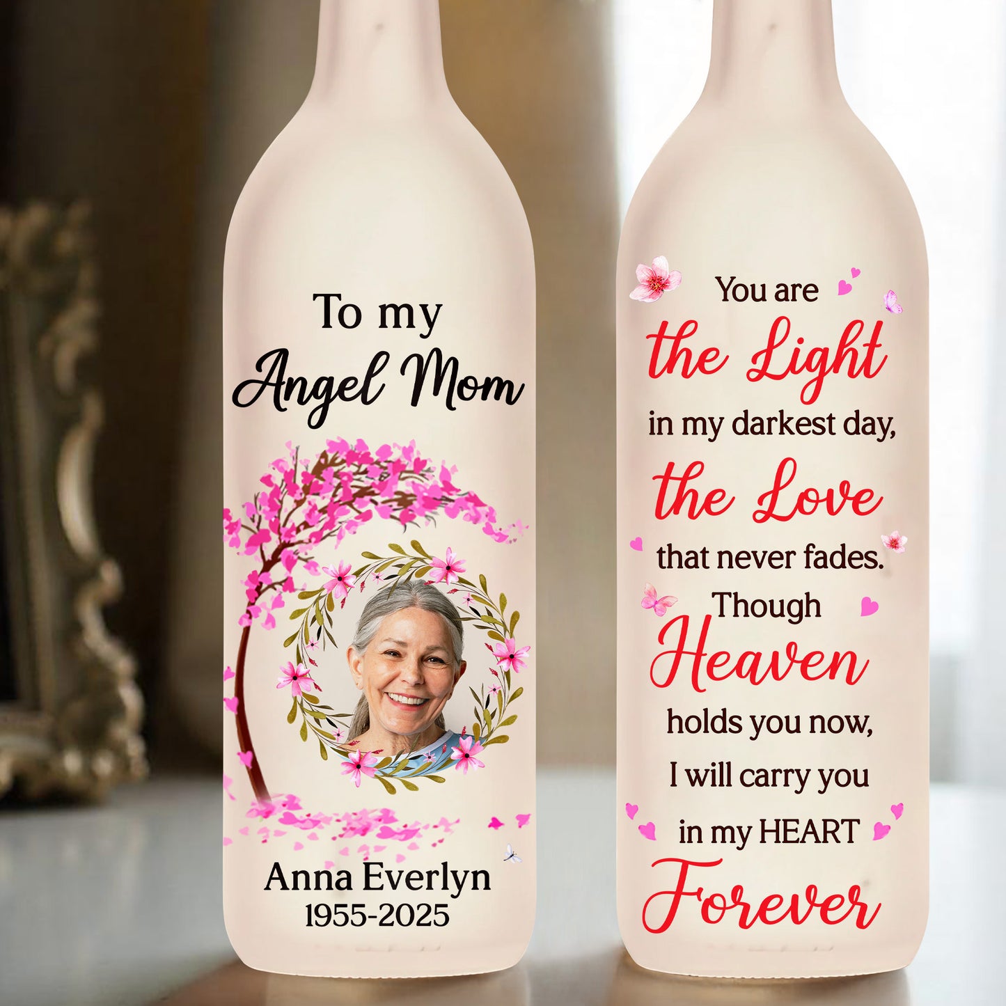 To My Angel Mom, You Are The Light In My Darkest Day, Flowers And Butterflies