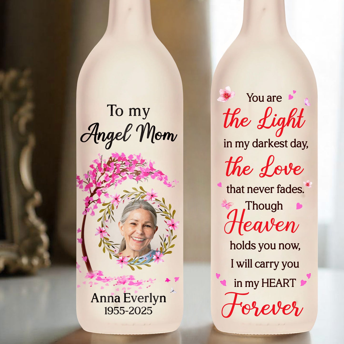 To My Angel Mom, You Are The Light In My Darkest Day, Flowers And Butterflies