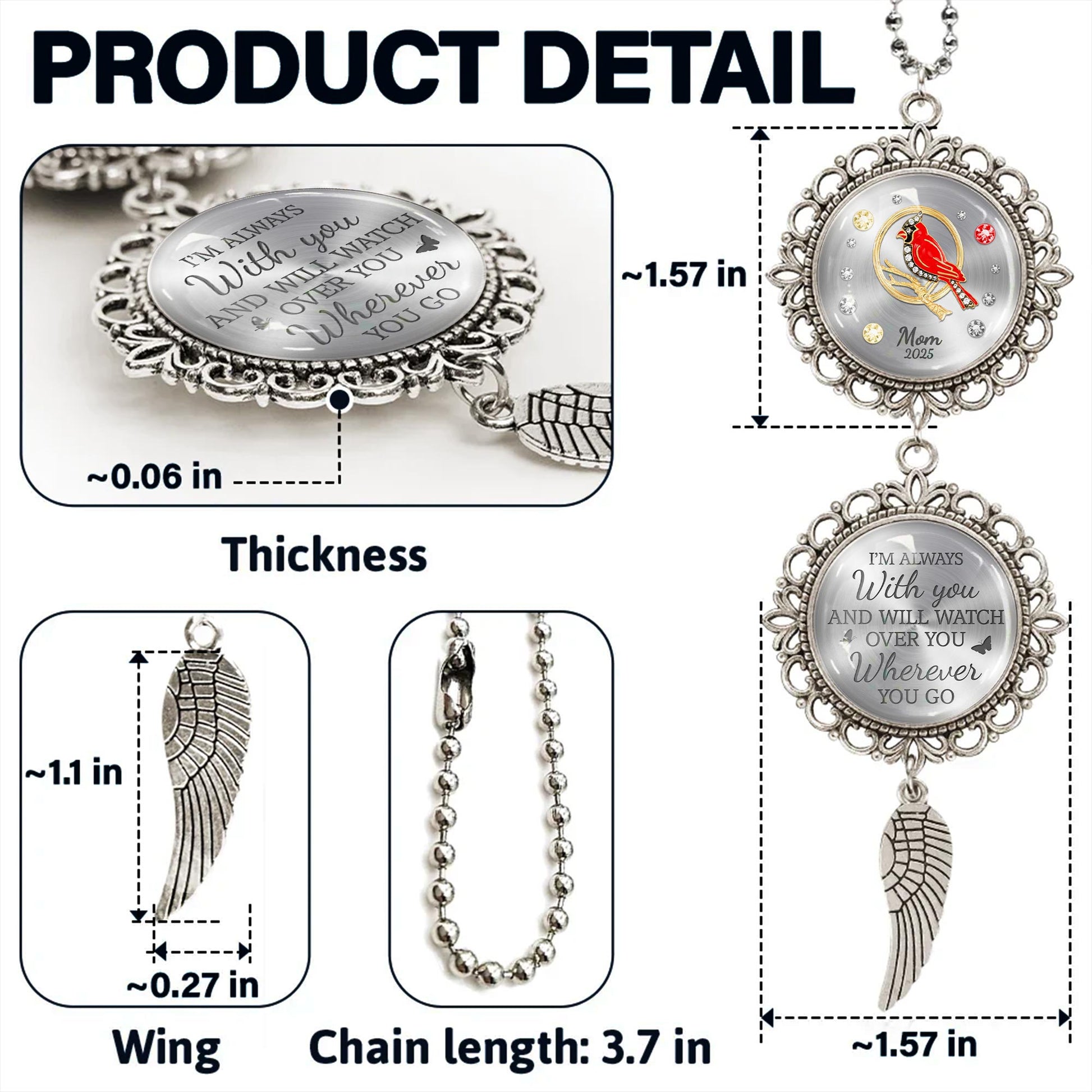 I'm Always With You And Will Watch Over You Wherever You Go, Angel Wing, Bird and Flowers