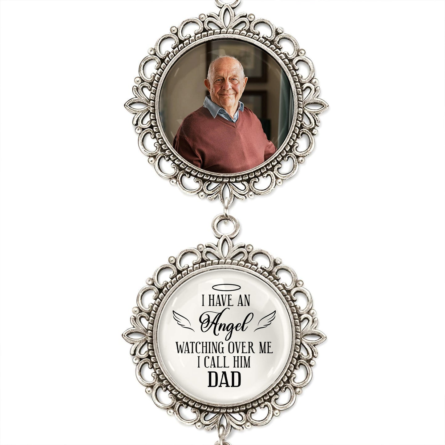 I Have An Angel Watching Over Me I Call Him Dad, Angel Wing and Pendant Charm - Personalized Hanging Ornament With Angel Wing, Pendant Charm - HME205_PECHA