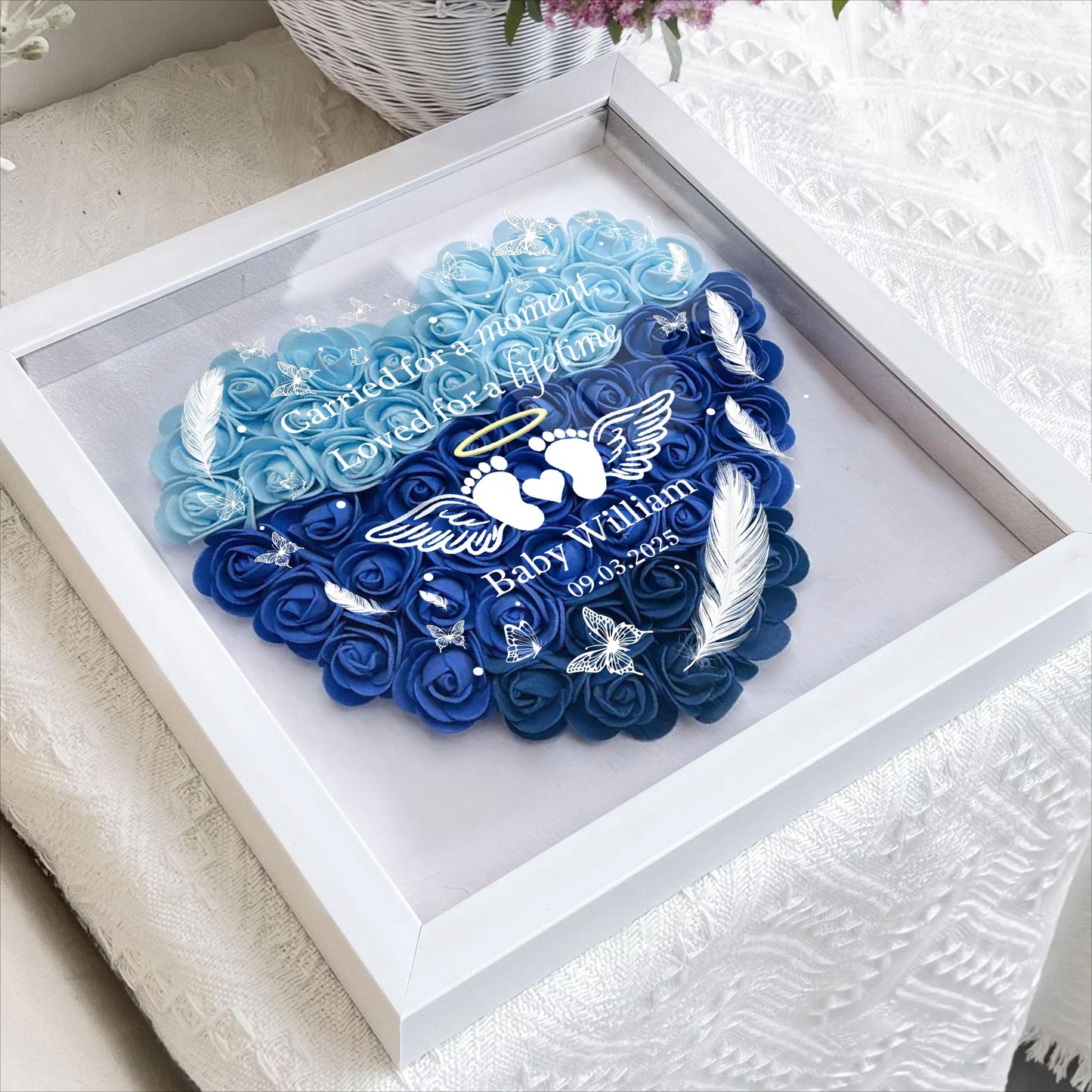 Carried For A Moment, Loved For A Lifetime, Wings, Feathers, Hearts