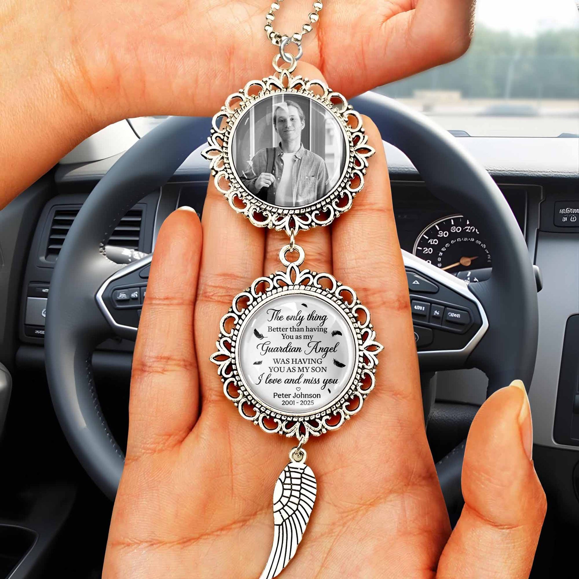 The Only Thing Better Than Having A Guardian Angel Was Having You As My Son, Angel Wing And Pendant Charm