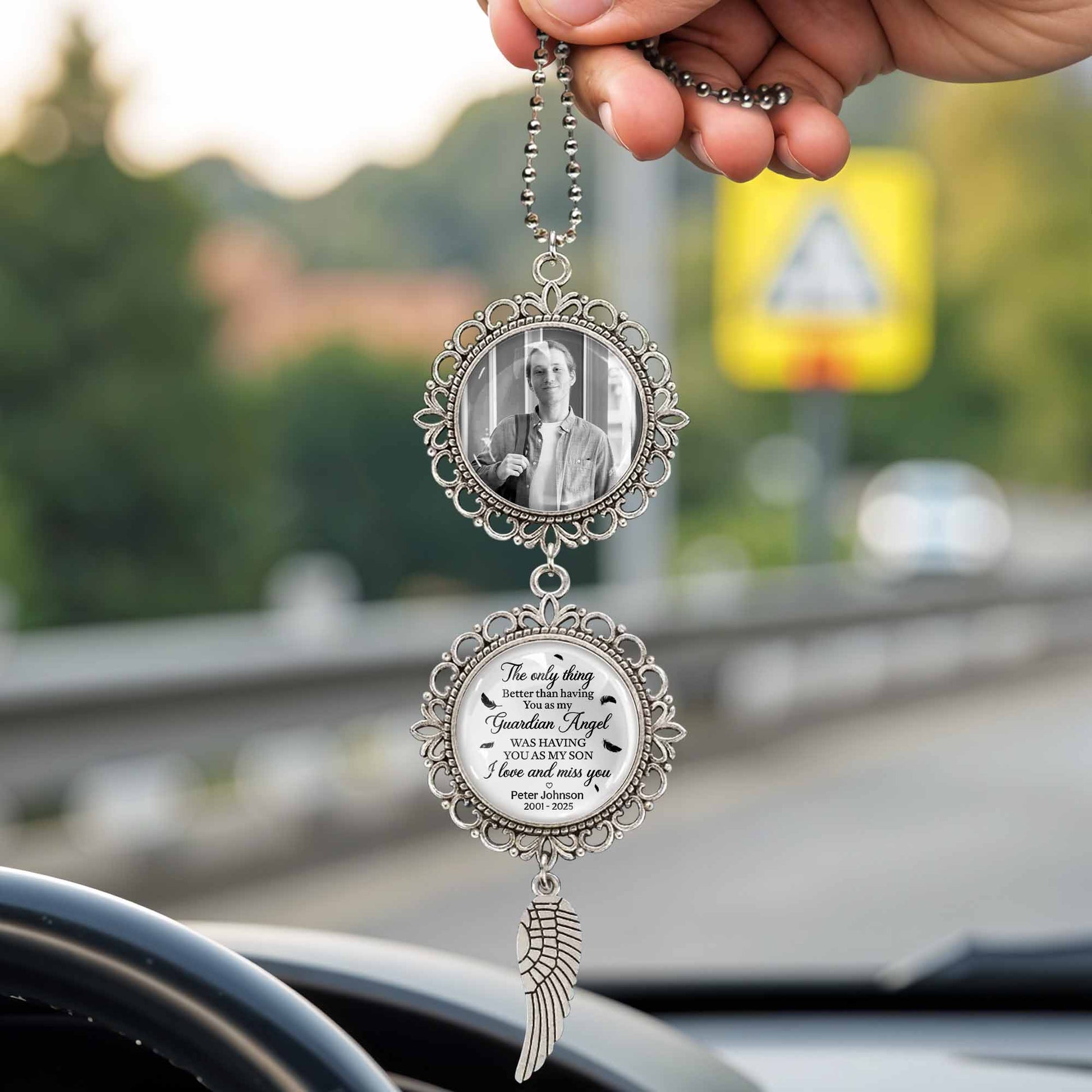 The Only Thing Better Than Having A Guardian Angel Was Having You As My Son, Angel Wing And Pendant Charm