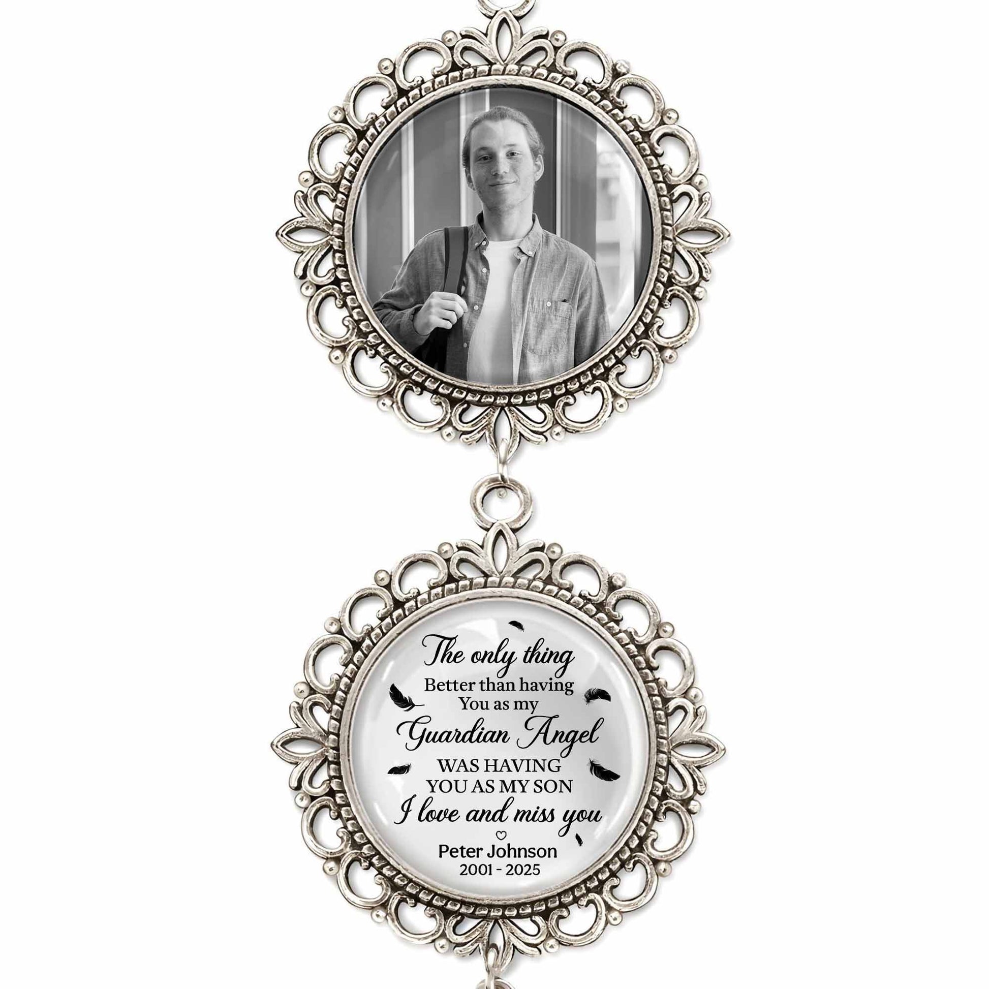 The Only Thing Better Than Having A Guardian Angel Was Having You As My Son, Angel Wing And Pendant Charm