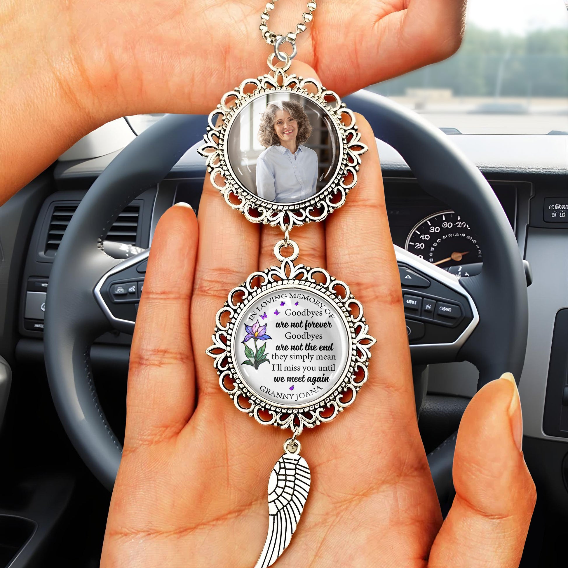 In Loving Memory Of, Goodbyes Are Not Forever, Angel Wing And Flower