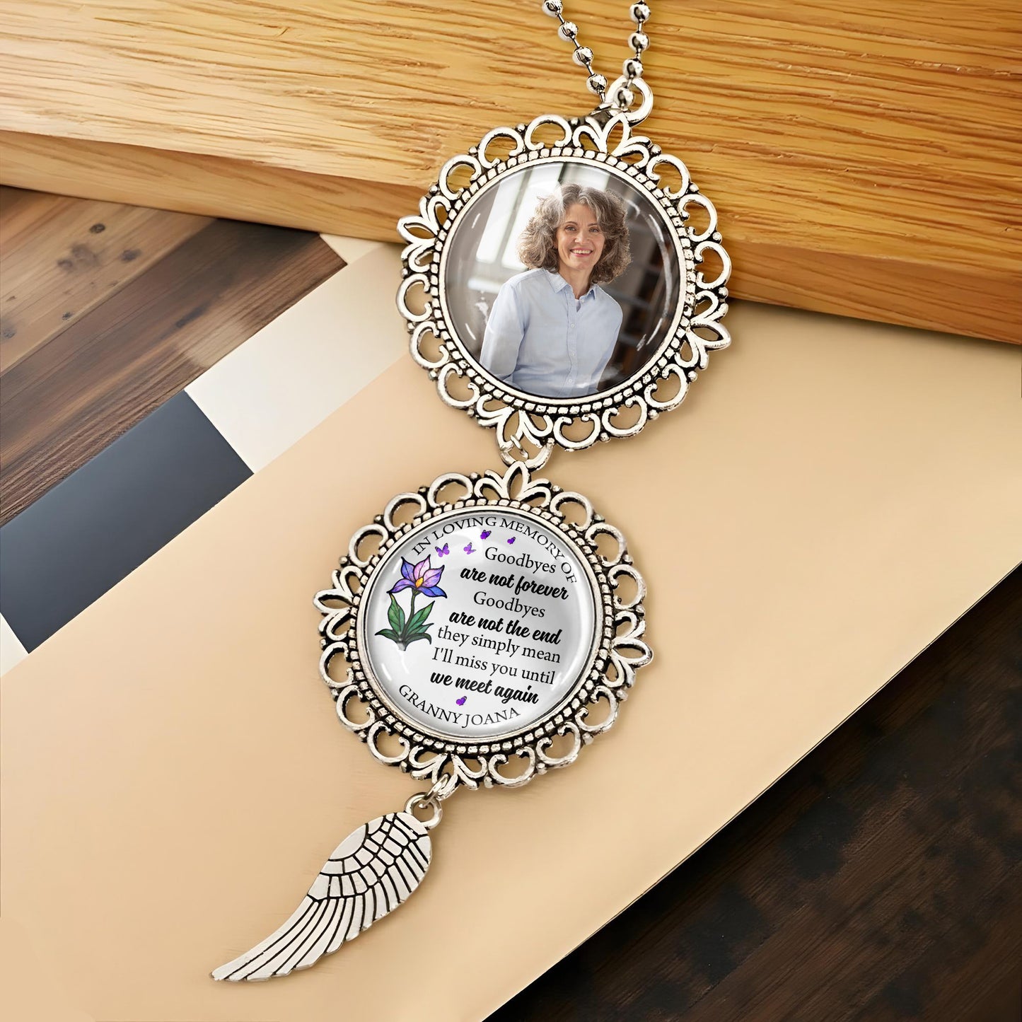 In Loving Memory Of, Goodbyes Are Not Forever, Angel Wing And Flower