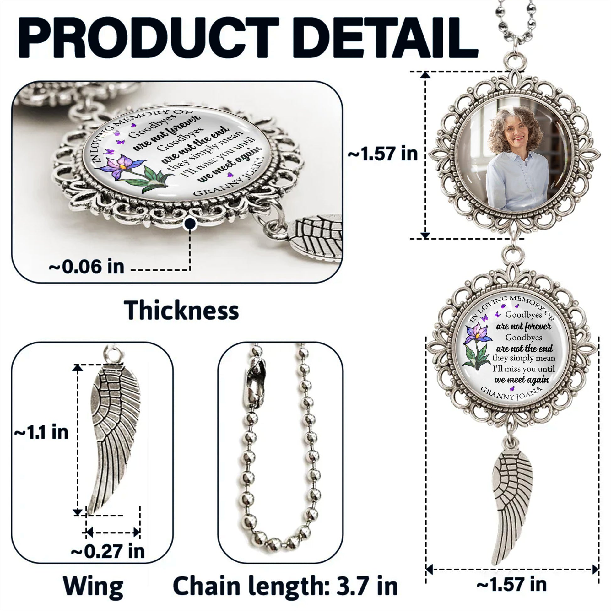 In Loving Memory Of, Goodbyes Are Not Forever, Angel Wing And Flower