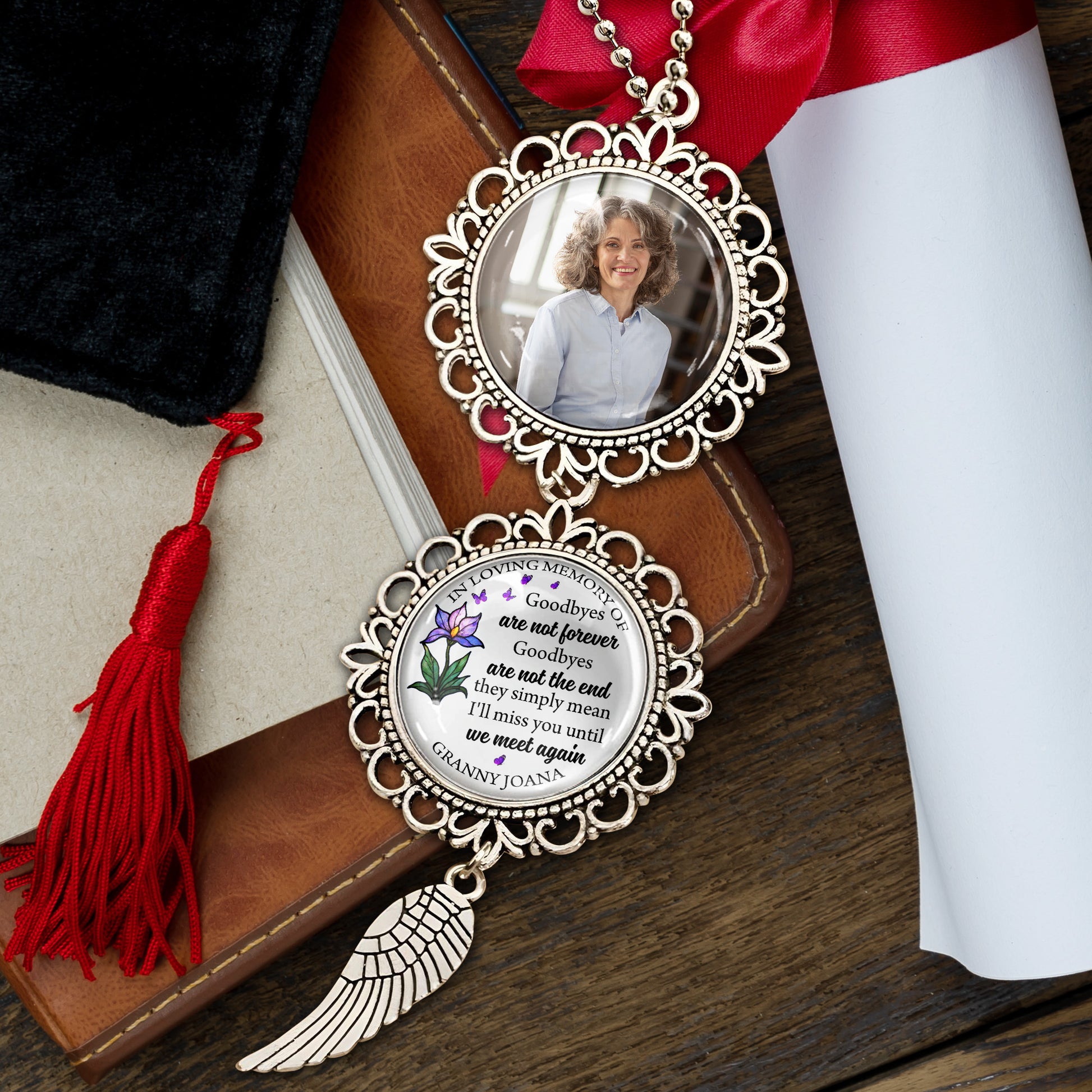 In Loving Memory Of, Goodbyes Are Not Forever, Angel Wing And Flower