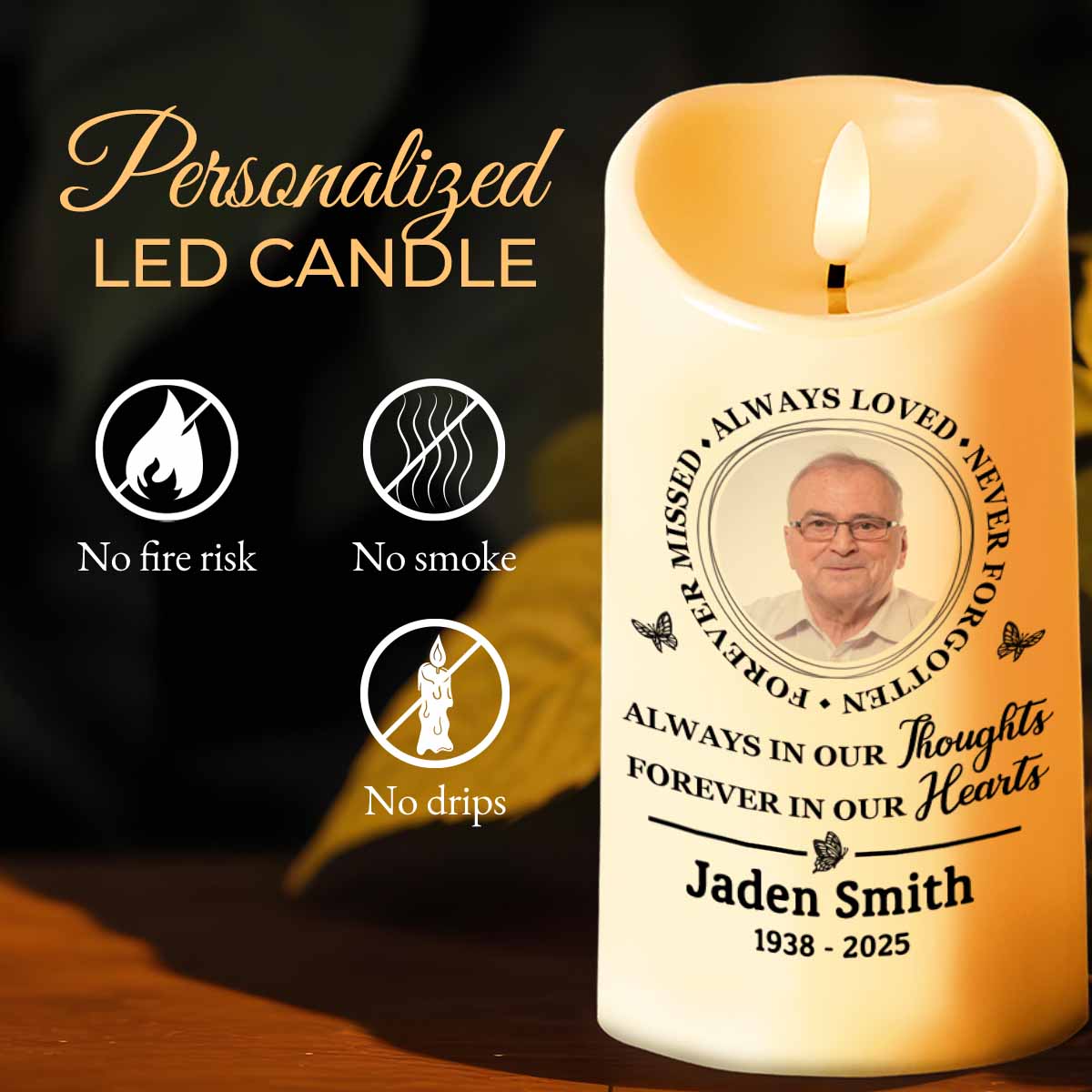 Always In Our Thoughts, Forever In Our Hearts Memorial Candle