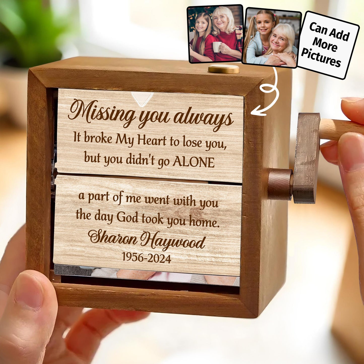 Missing You Always, Wooden Frame With Light