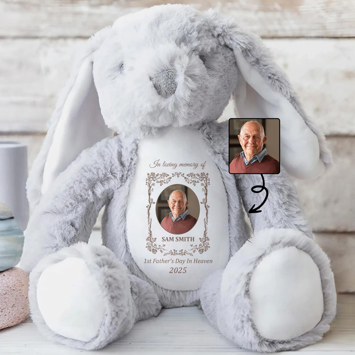 In Loving Memory of Sam Smith, 1st Father's Day in Heaven 2025, Photo Frame and Memorial Text