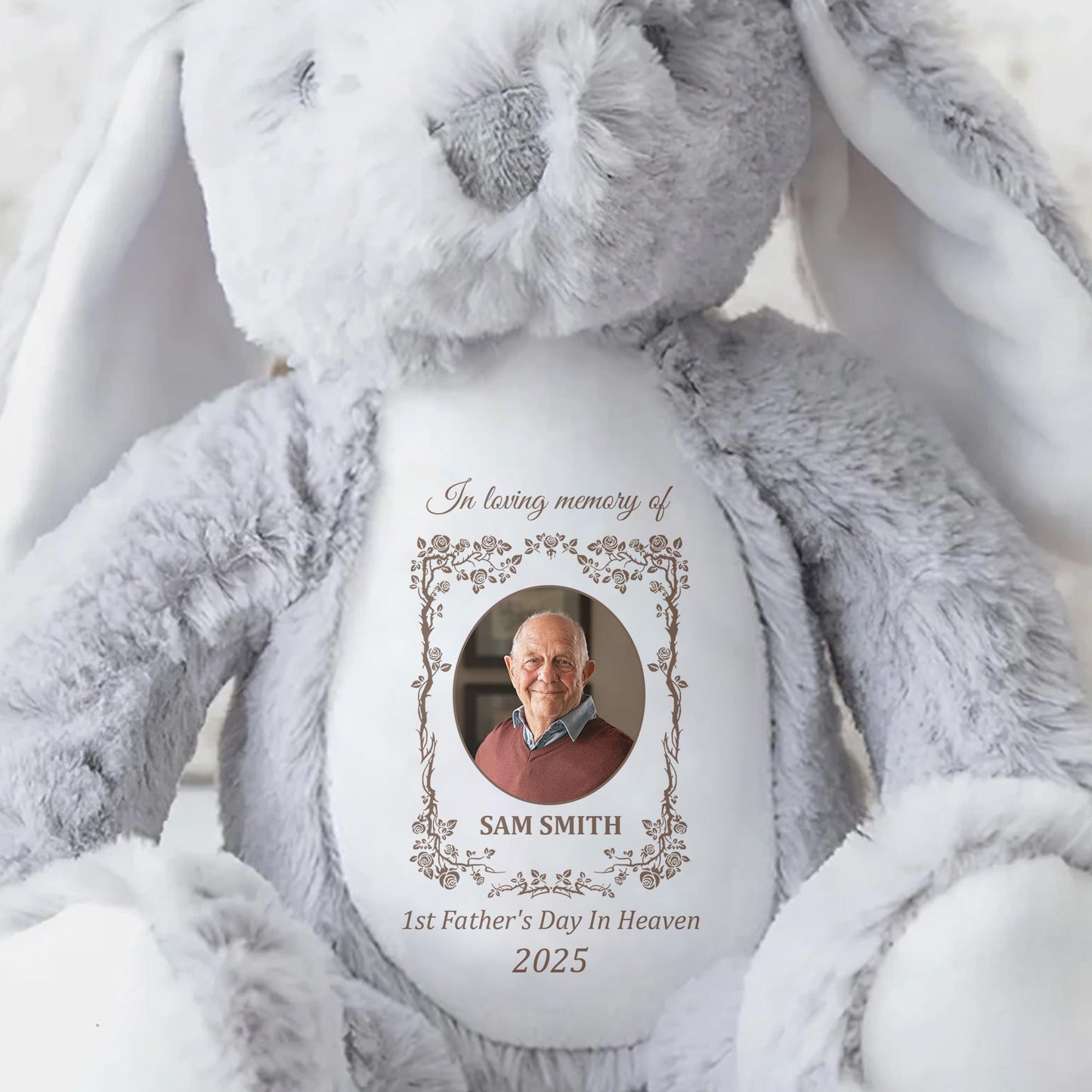 In Loving Memory of Sam Smith, 1st Father's Day in Heaven 2025, Photo Frame and Memorial Text