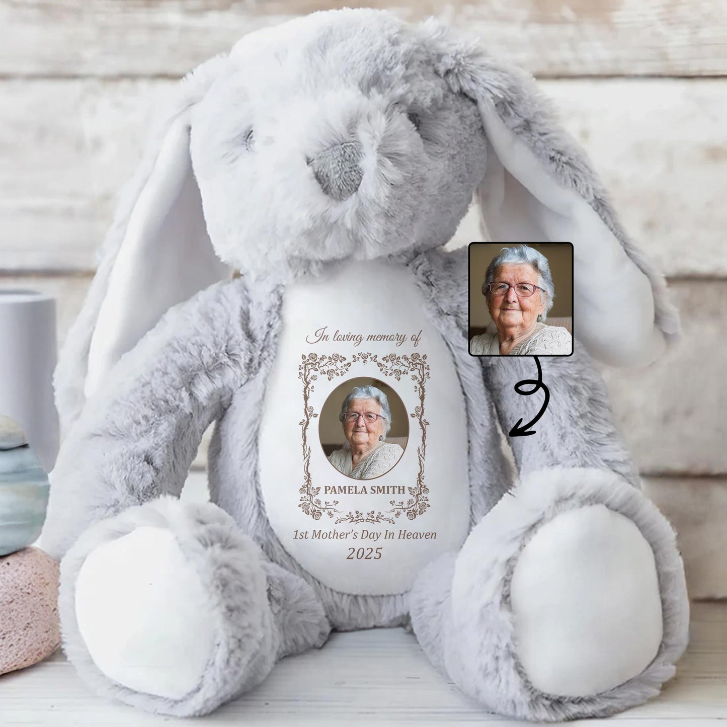 In Loving Memory Of Pamela Smith, 1st Mother's Day In Heaven 2025, Stuffed Bunny