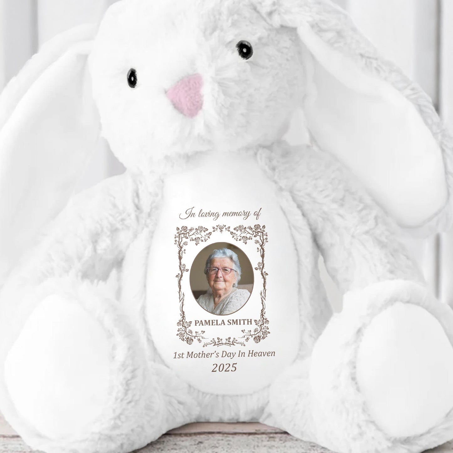 In Loving Memory Of Pamela Smith, 1st Mother's Day In Heaven 2025, Stuffed Bunny