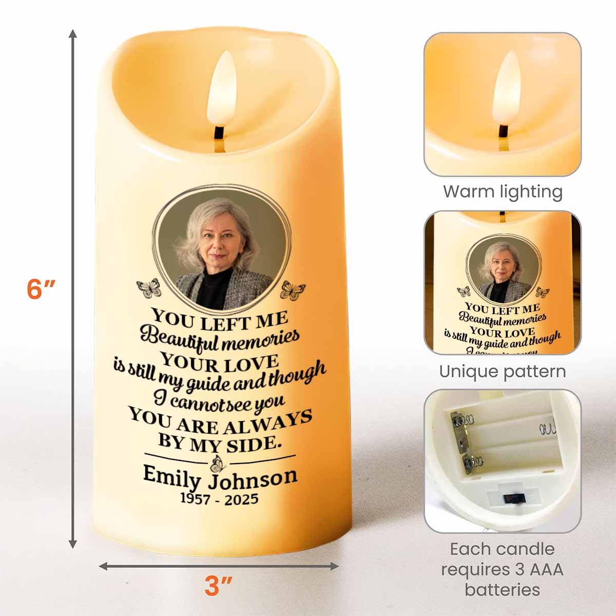 You Left Me Beautiful Memories Memorial LED Candle