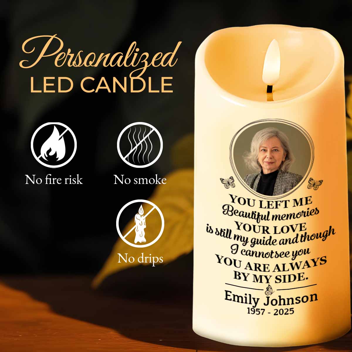 You Left Me Beautiful Memories Memorial LED Candle