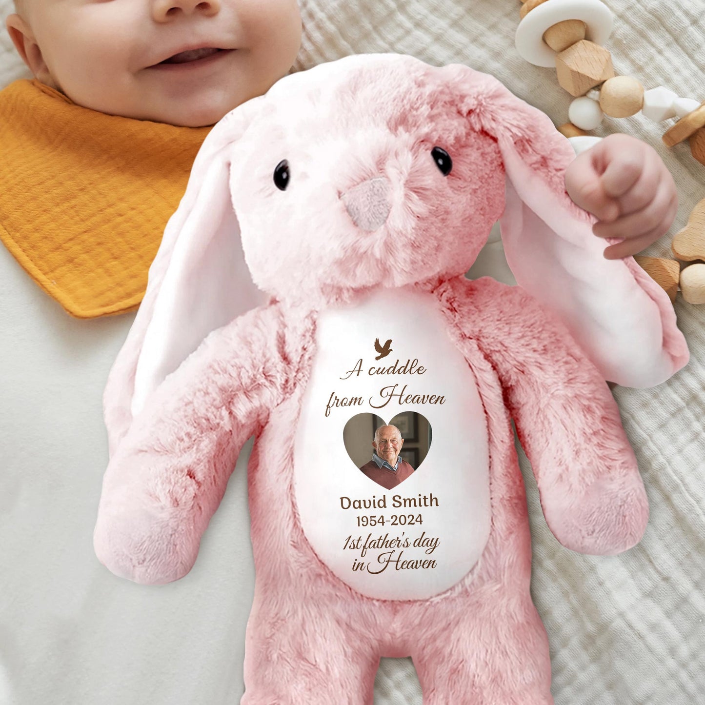 A Cuddle From Heaven, Stuffed Bunny and Dove