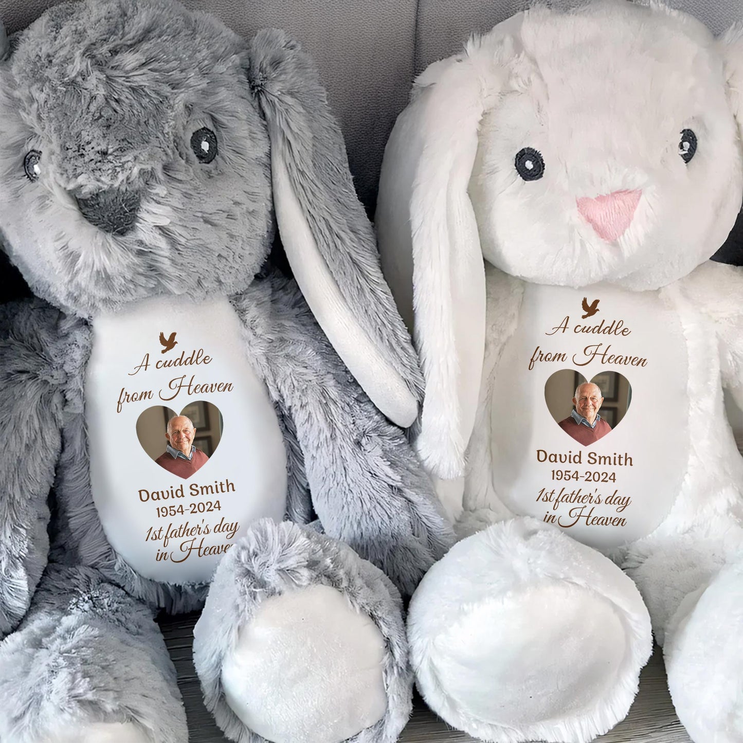 A Cuddle From Heaven, Stuffed Bunny and Dove