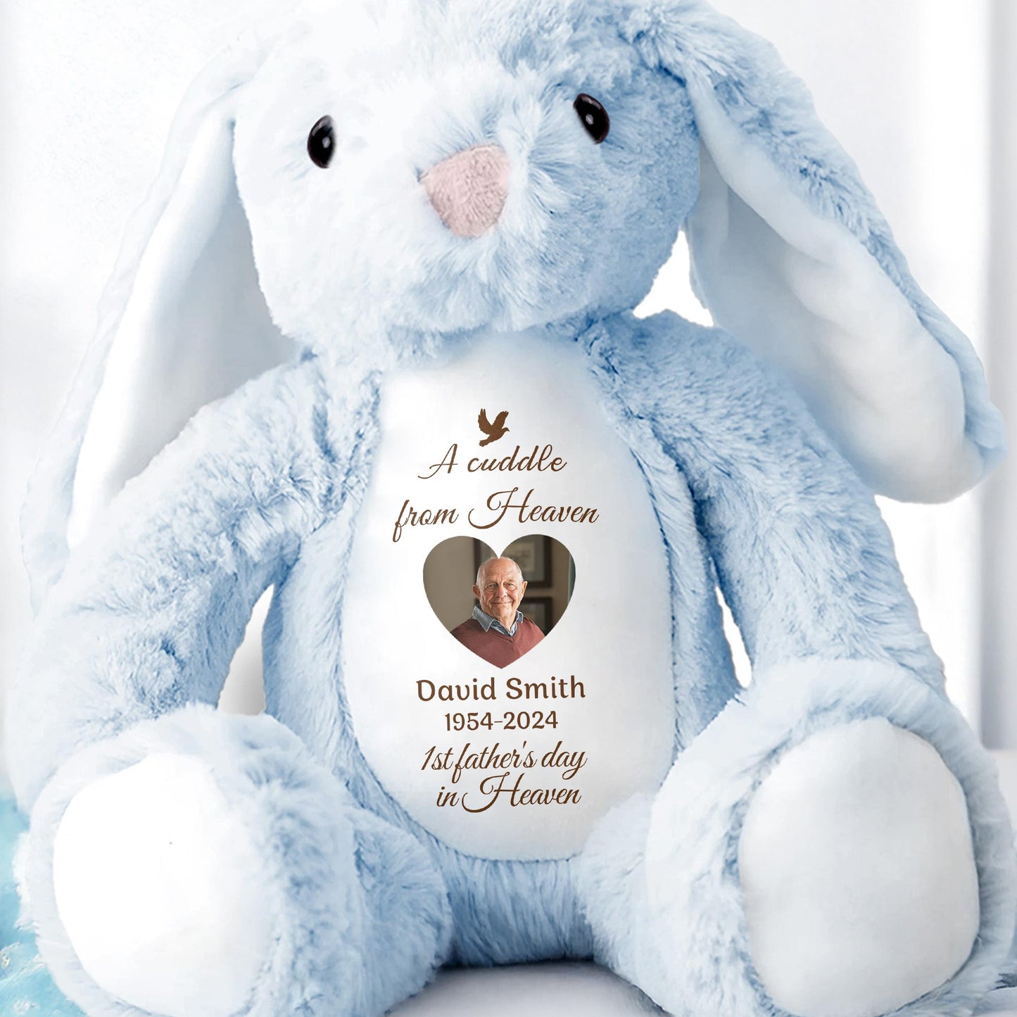 A Cuddle From Heaven, Stuffed Bunny and Dove