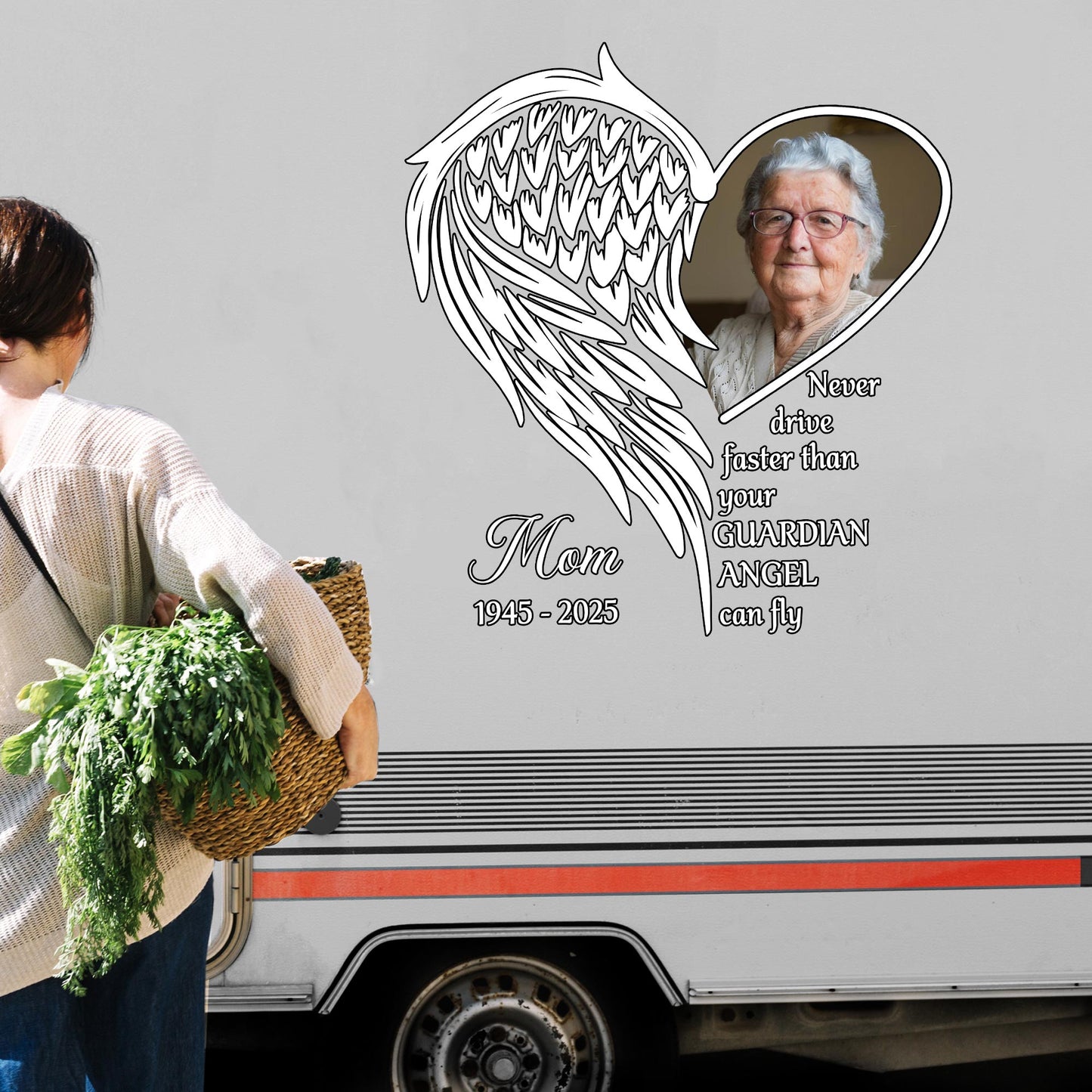 Never Drive Faster Than Your Guardian Angel Can Fly, Angel Wings Heart