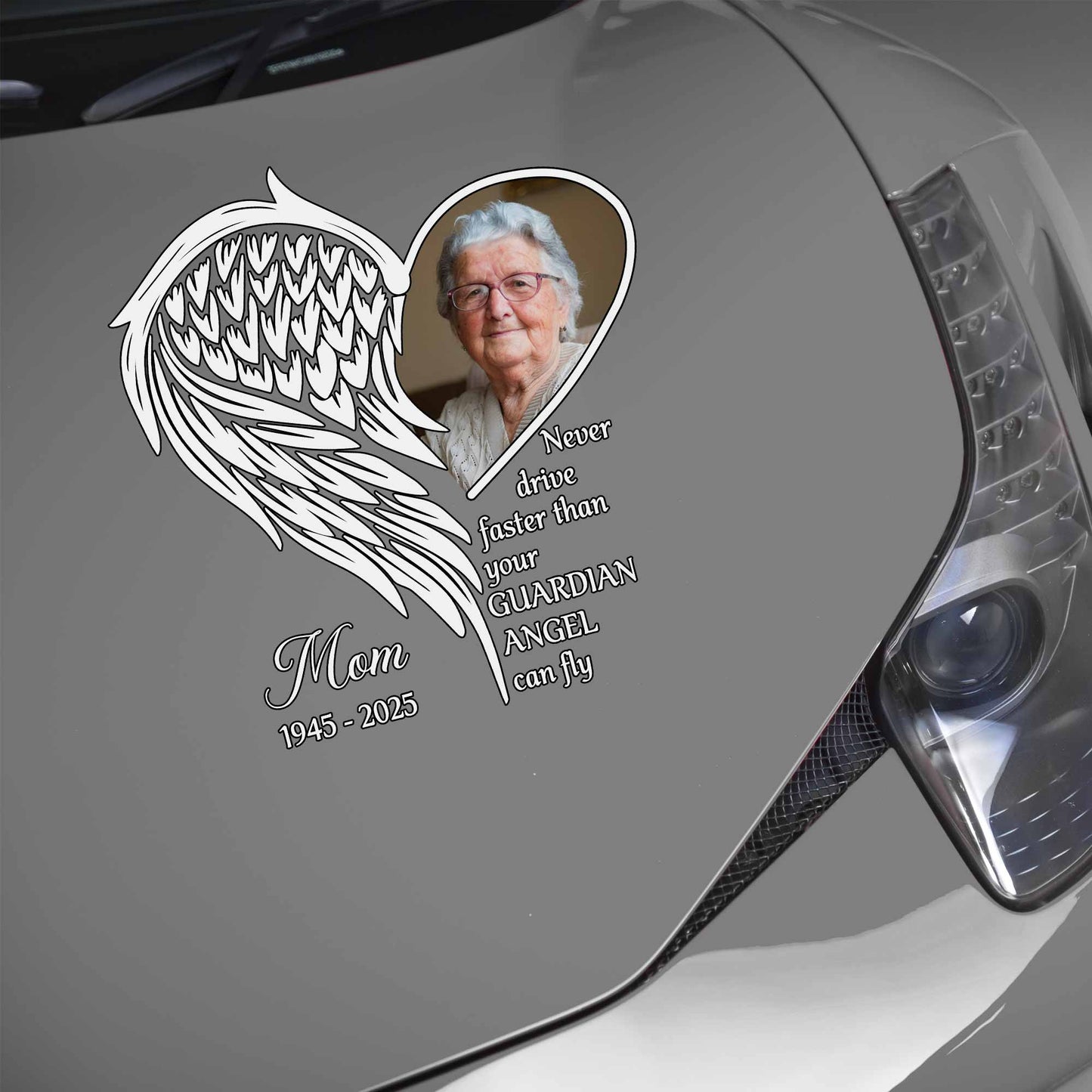 Never Drive Faster Than Your Guardian Angel Can Fly, Angel Wings Heart