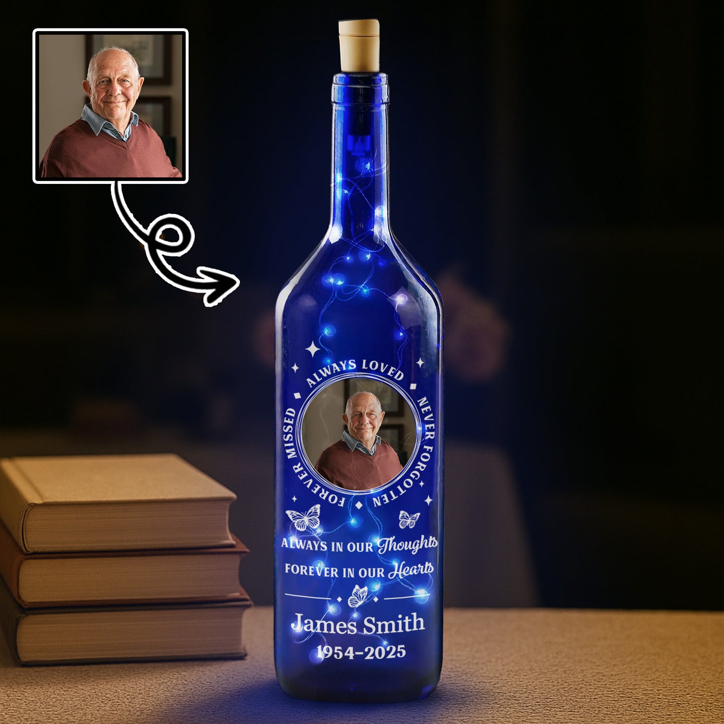Always In Our Thoughts, Forever In Our Hearts Blue Bottle