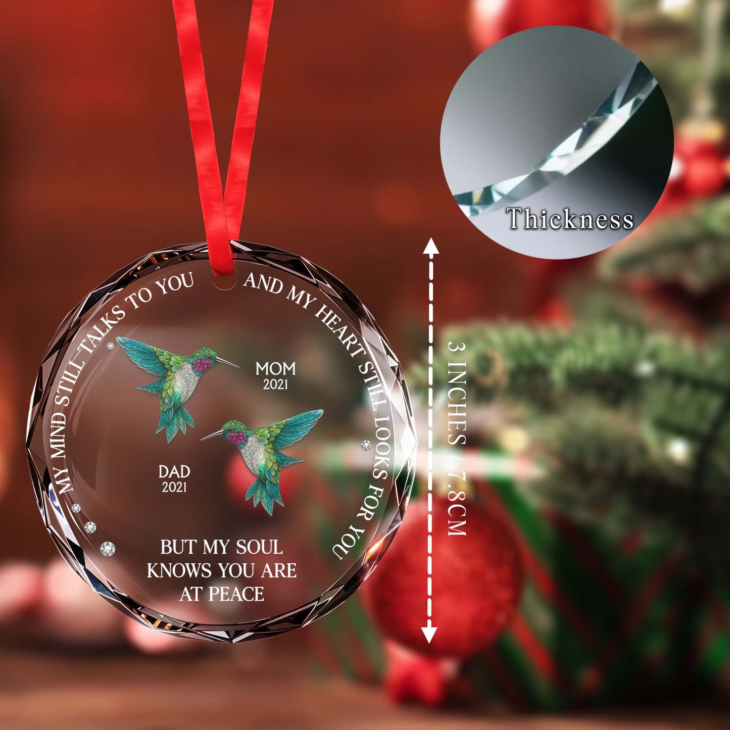 My Mind Still Talks To You - Personalized Custom Circle Glass Ornament - HME244_CGOR
