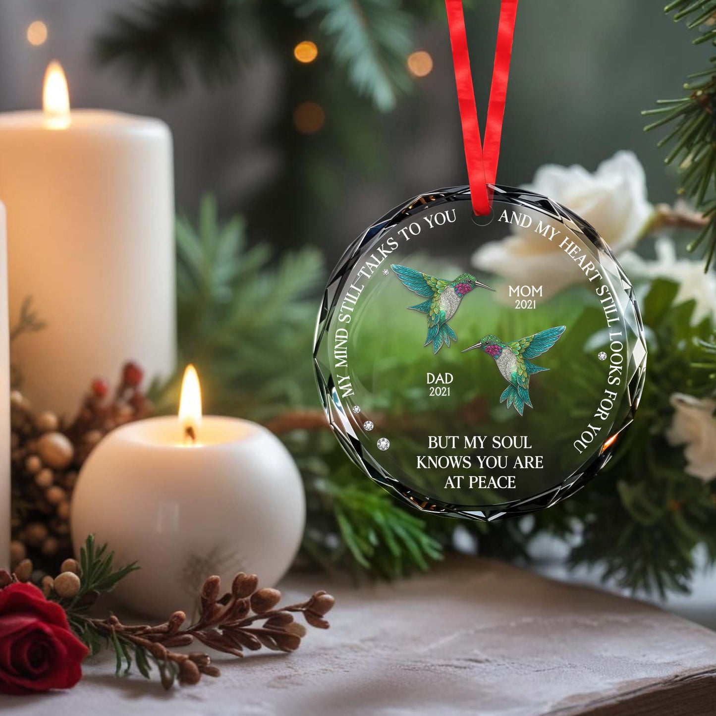 My Mind Still Talks To You - Personalized Custom Circle Glass Ornament - HME244_CGOR