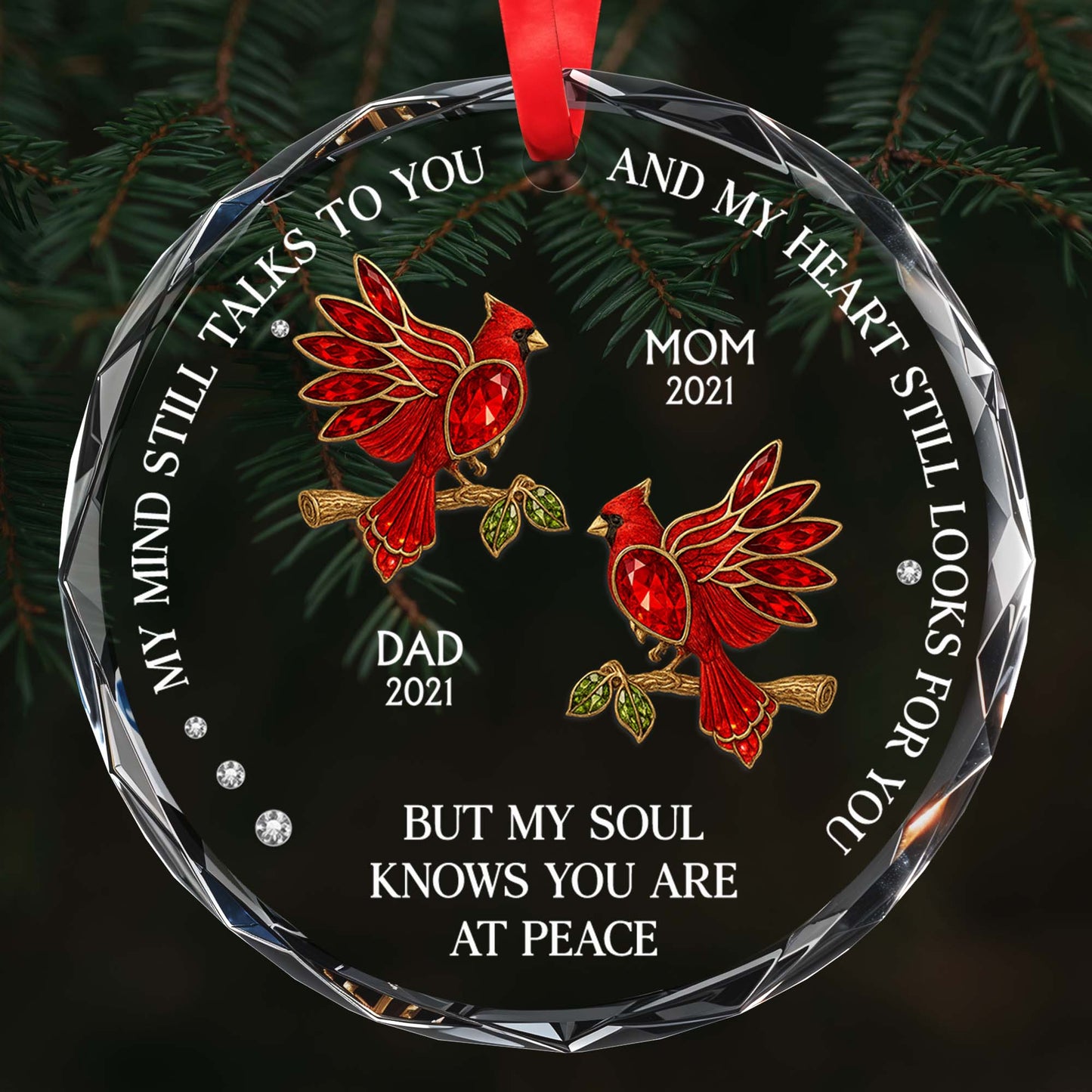My Mind Still Talks To You - Personalized Custom Circle Glass Ornament - HME244_CGOR