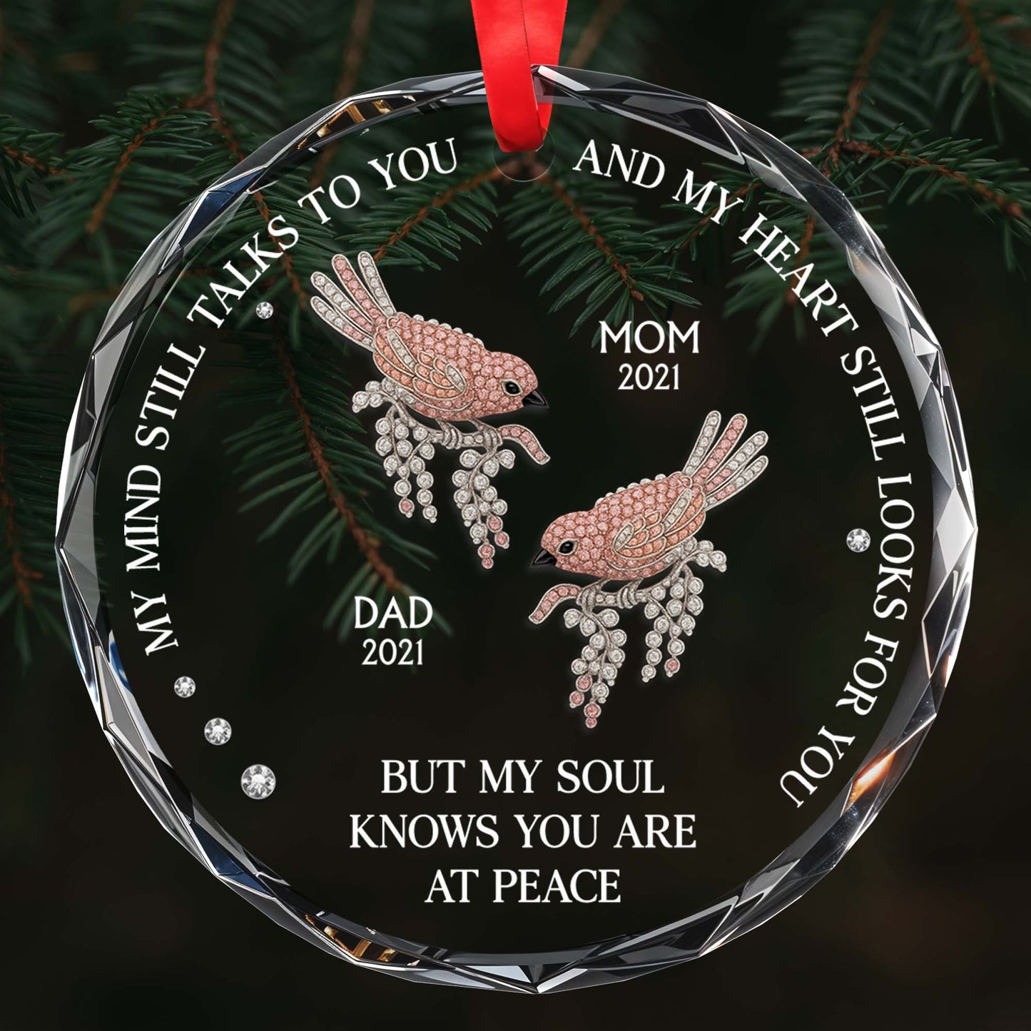 My Mind Still Talks To You - Personalized Custom Circle Glass Ornament - HME244_CGOR
