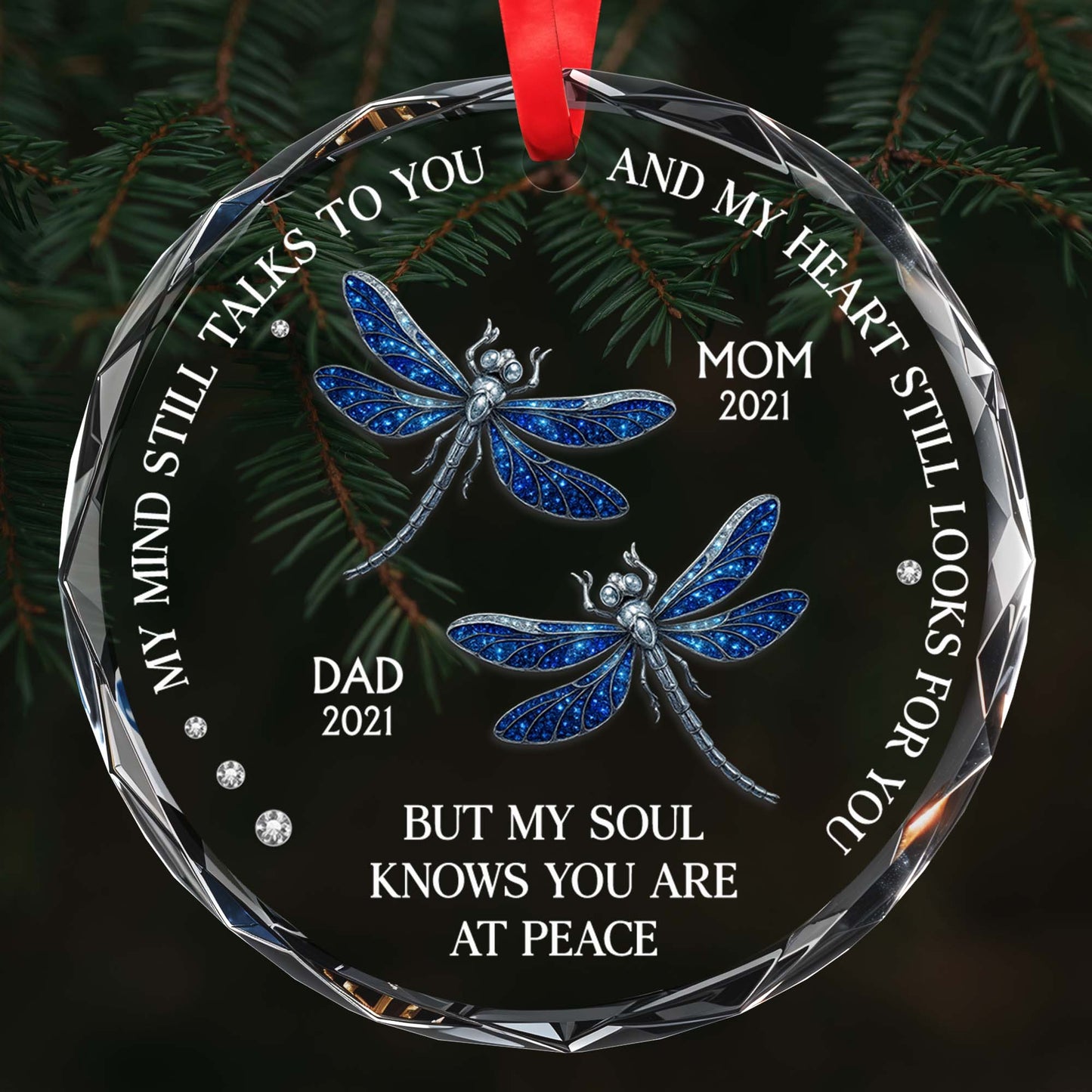 My Mind Still Talks To You - Personalized Custom Circle Glass Ornament - HME244_CGOR