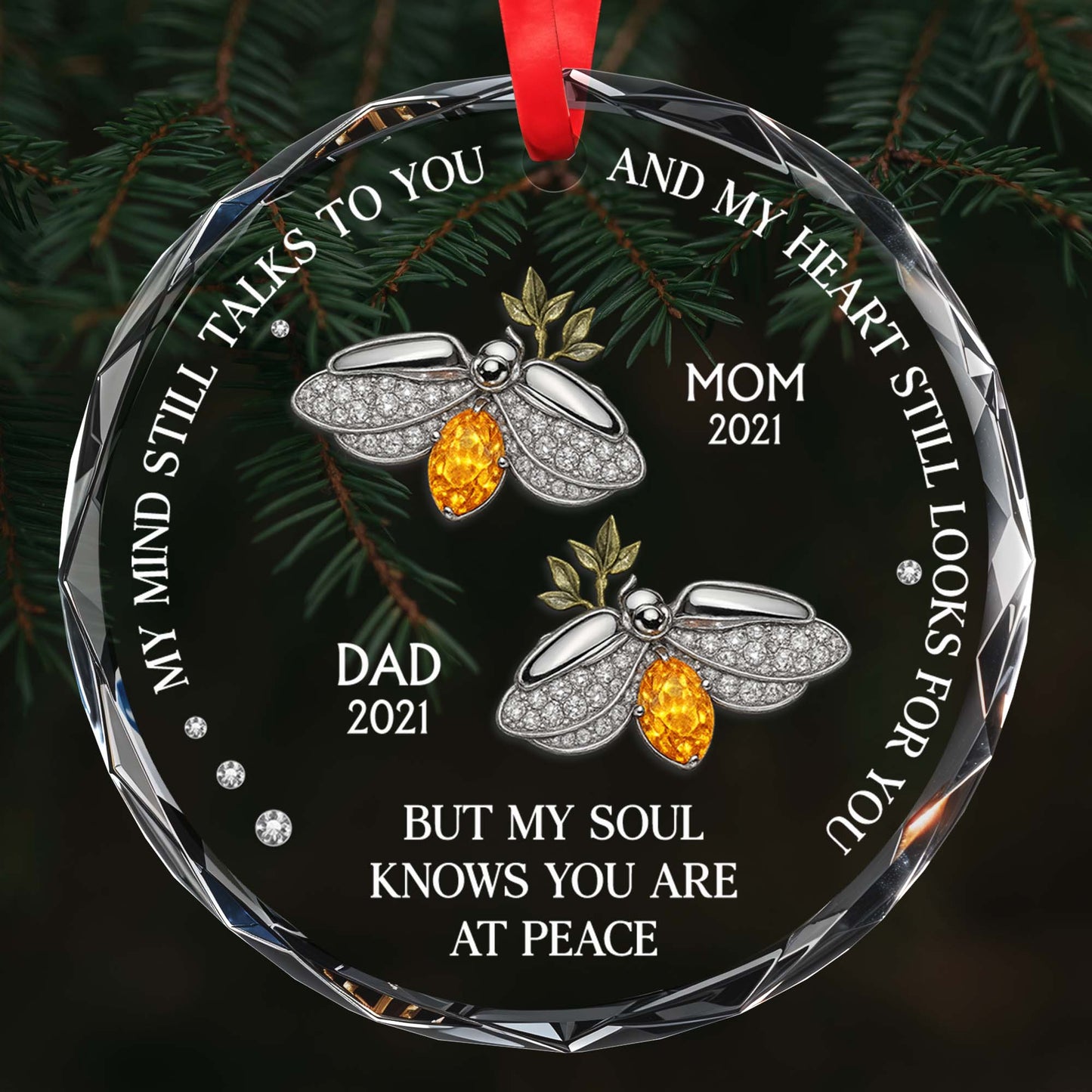 My Mind Still Talks To You - Personalized Custom Circle Glass Ornament - HME244_CGOR