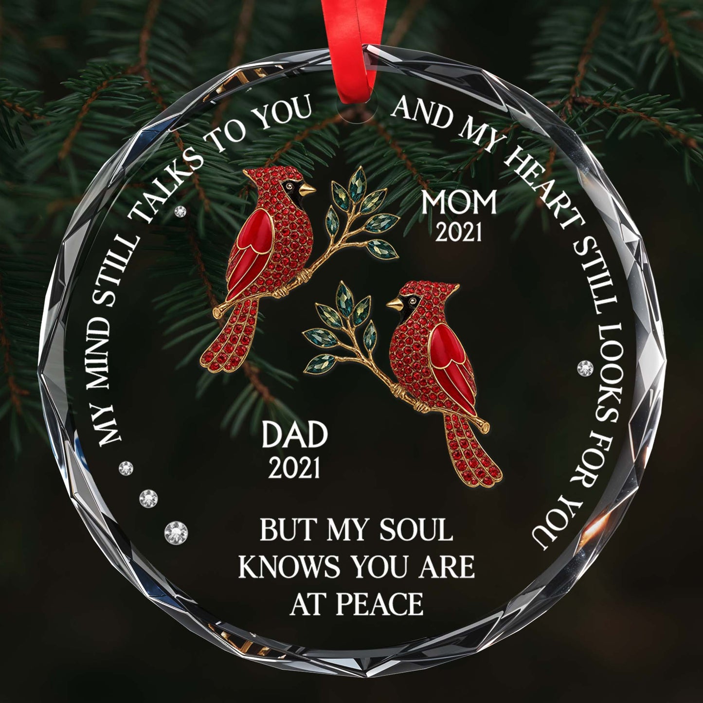 My Mind Still Talks To You - Personalized Custom Circle Glass Ornament - HME244_CGOR