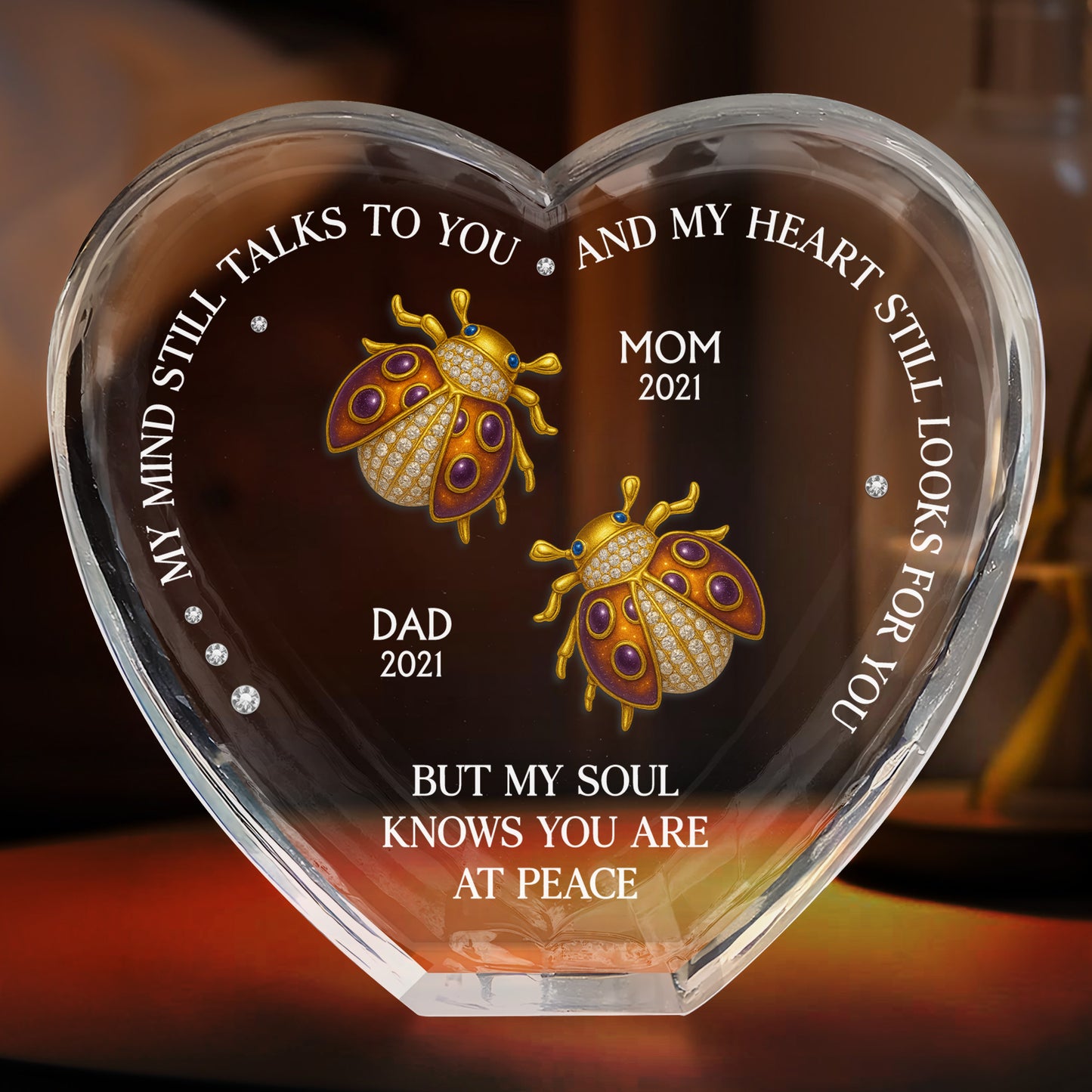 My Mind Still Talks To You, Red Cardinals, Hummingbirds, Butterflies - Personalized Crystal Heart - HME244_CHE