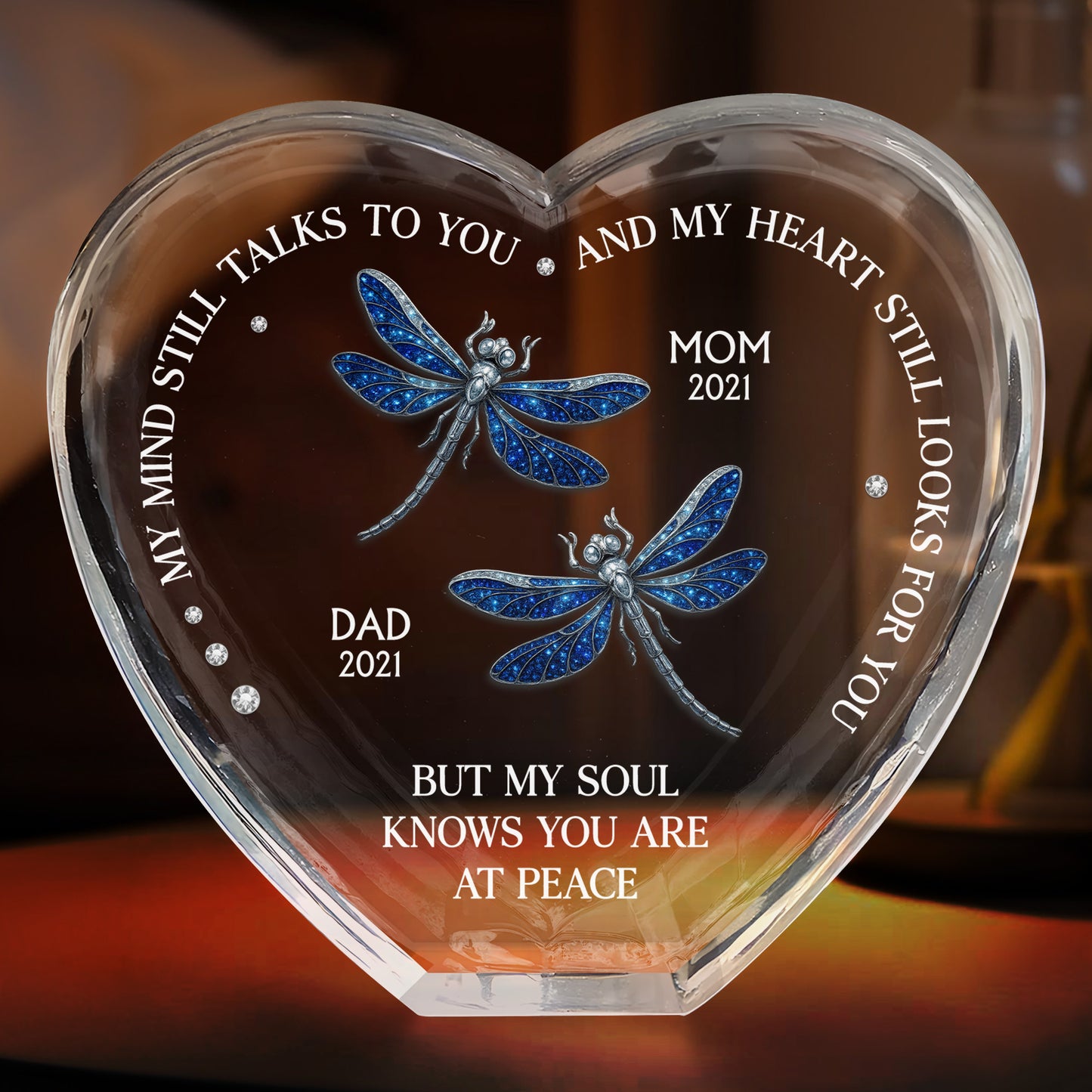 My Mind Still Talks To You, Red Cardinals, Hummingbirds, Butterflies - Personalized Crystal Heart - HME244_CHE
