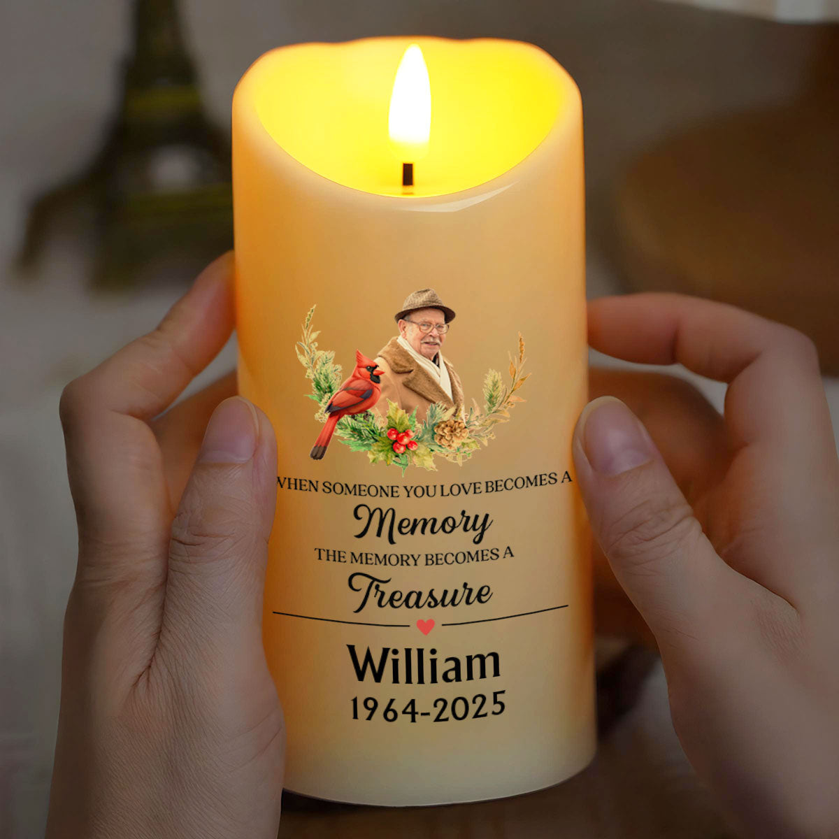 When Someone You Love Becomes A Memory - Personalized Custom LED Candle - HME255_LECA