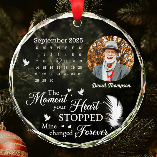 The Moment Your Heart Stopped, Feather and Birds Design - Personalized Custom Circle Glass Ornament - HME274_CGOR